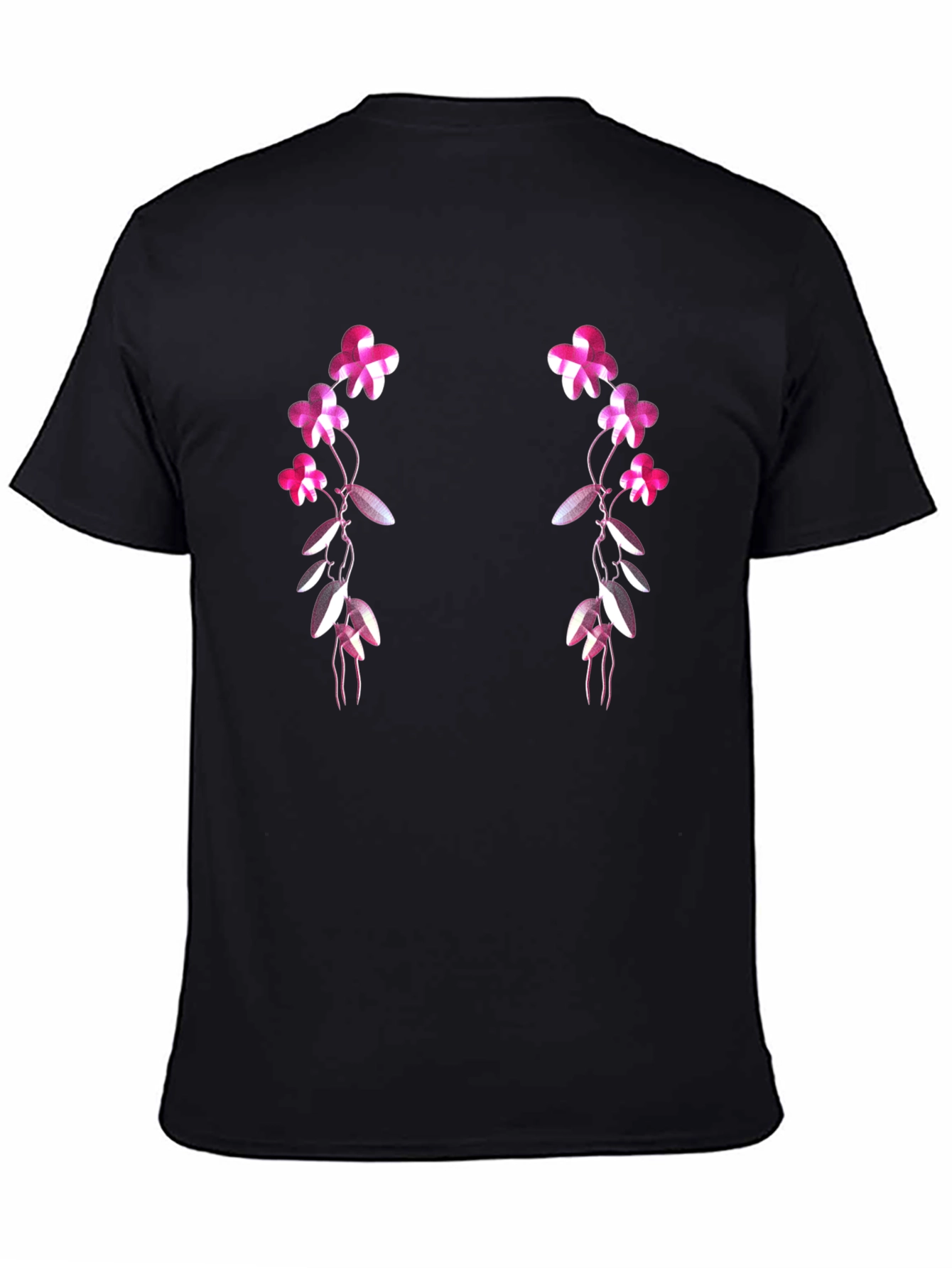 Black Floral Vines Graphic T-Shirt - Black view 4
