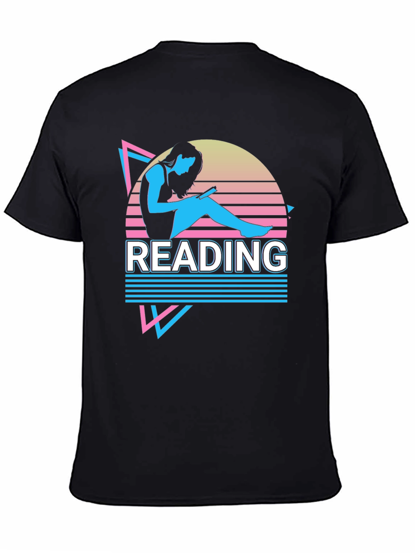 Black Retro Reading T-Shirt - 80s Style Reader Tee view 4