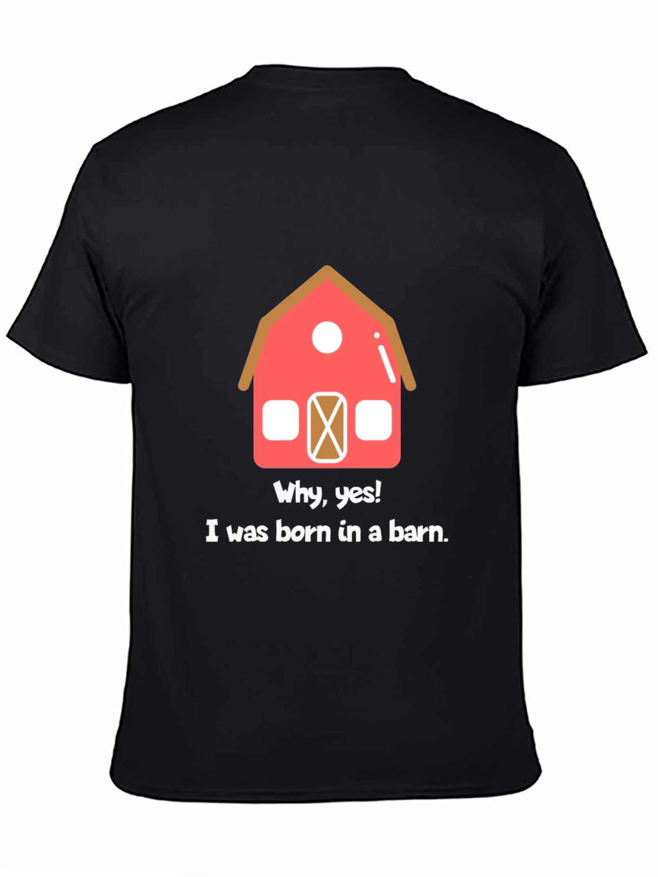 Black Born in a Barn Funny Graphic T-Shirt view 4