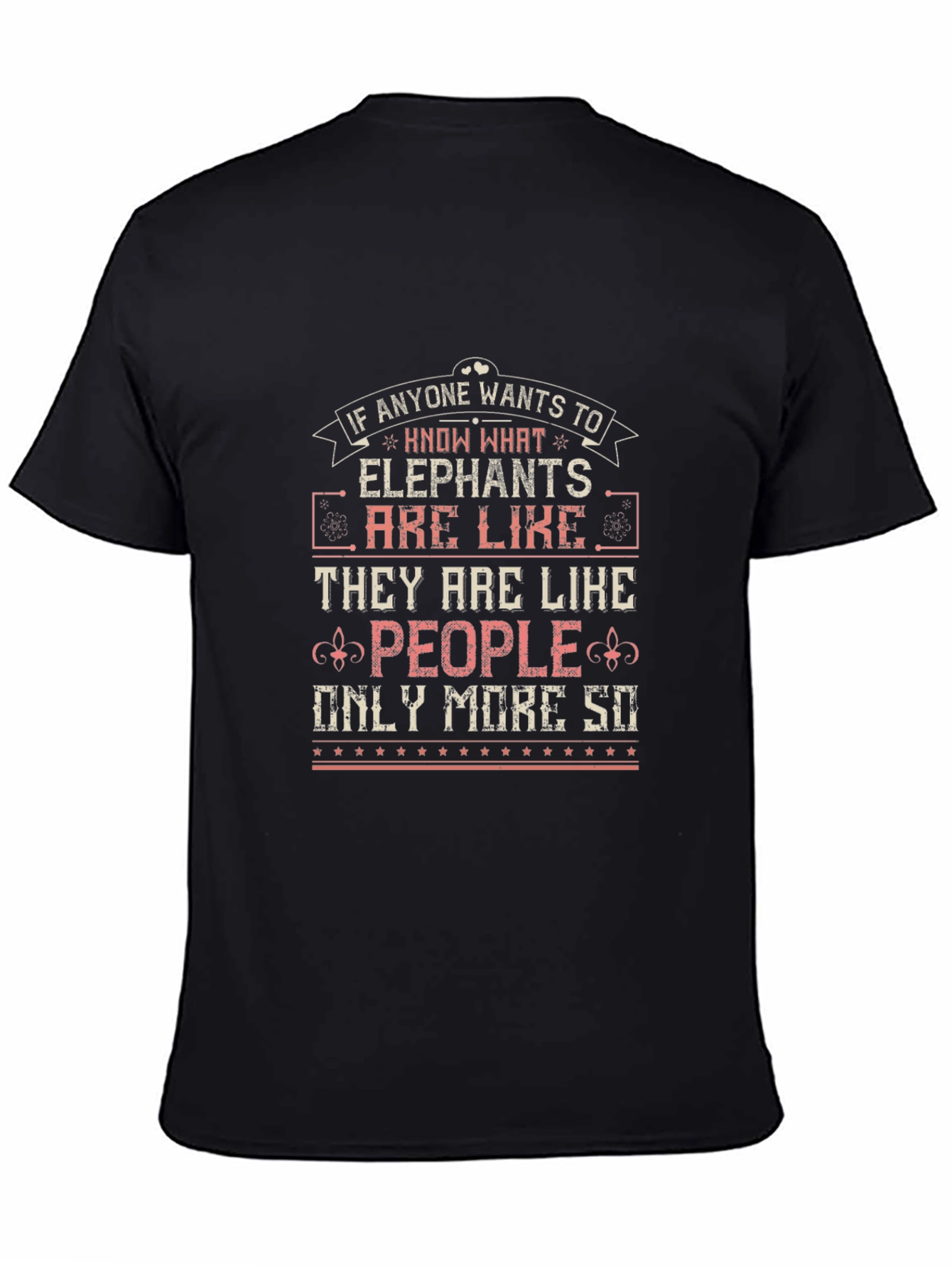 Black Elephant People Funny Graphic T-Shirt view 4