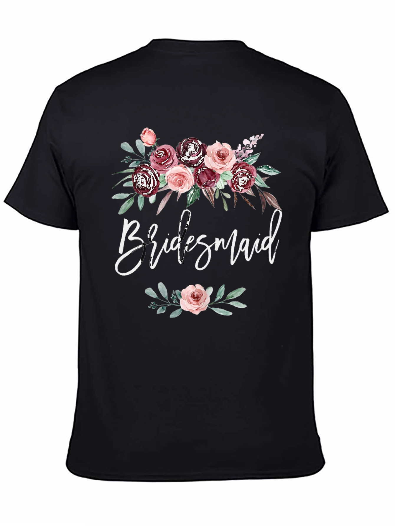 Black Bridesmaid Floral T-Shirt view 4