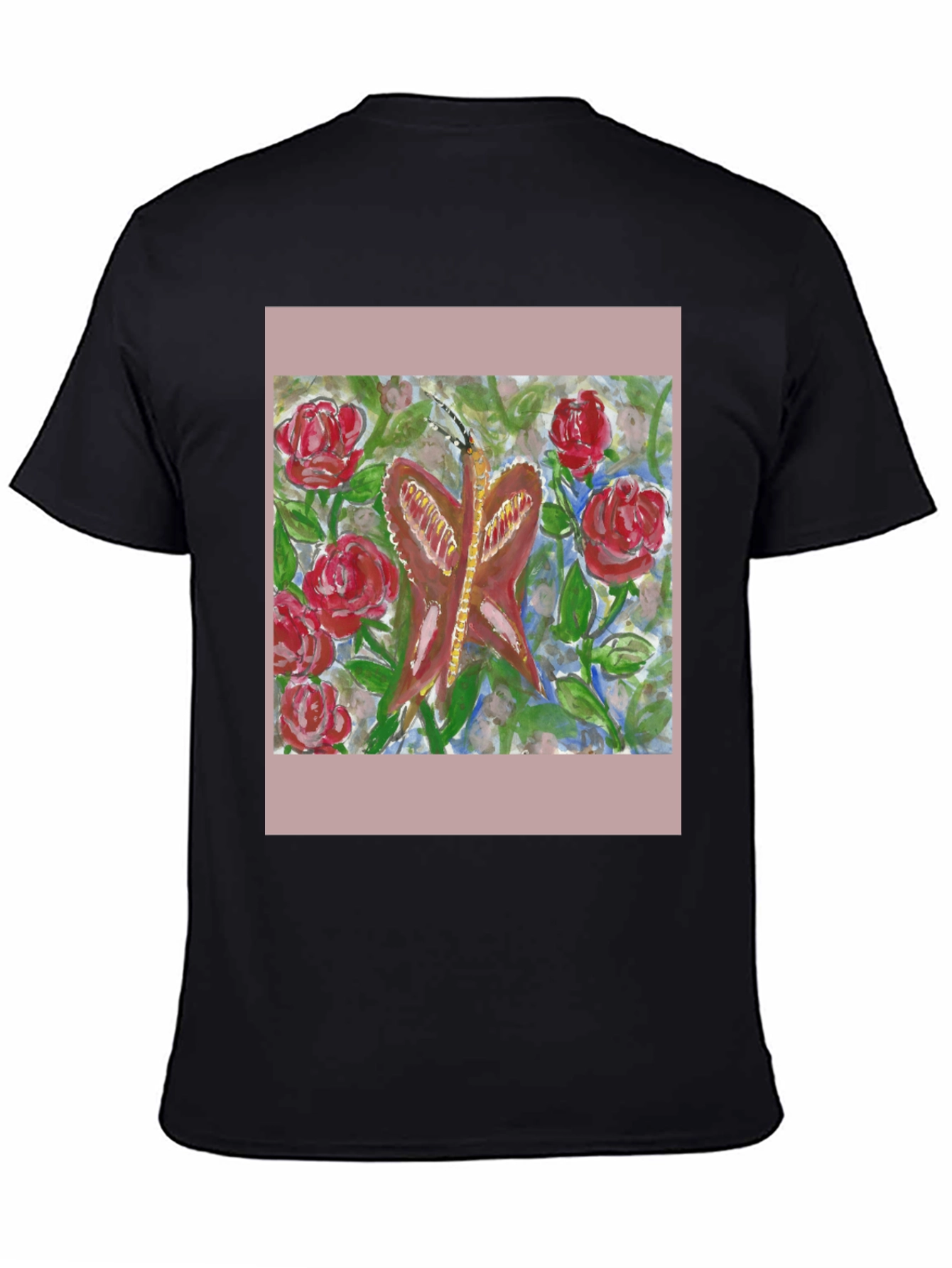 Black Butterfly and Roses Graphic Tee - Artistic Design view 4