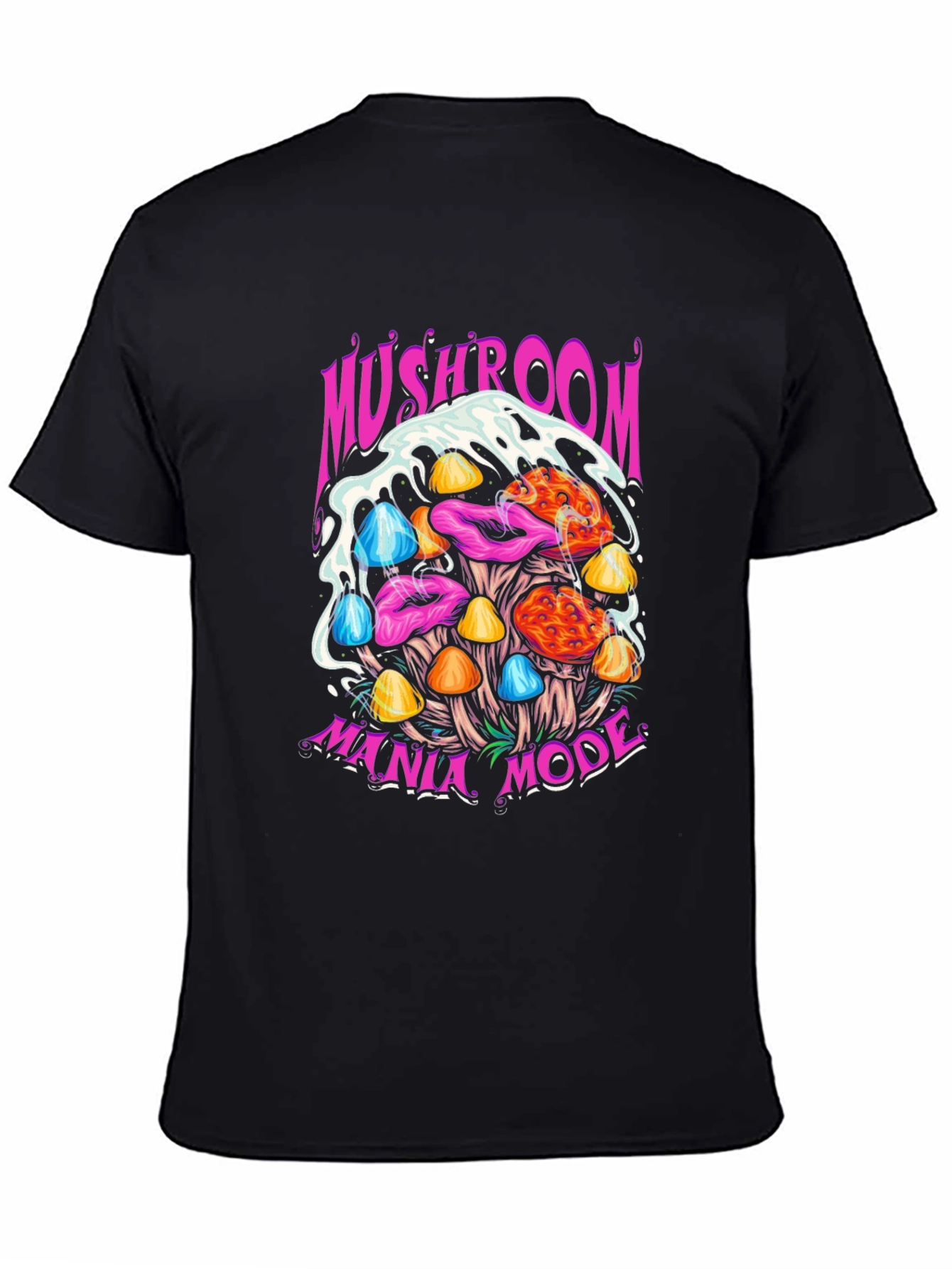 Black Mushroom Mania Mode Graphic Tee view 4