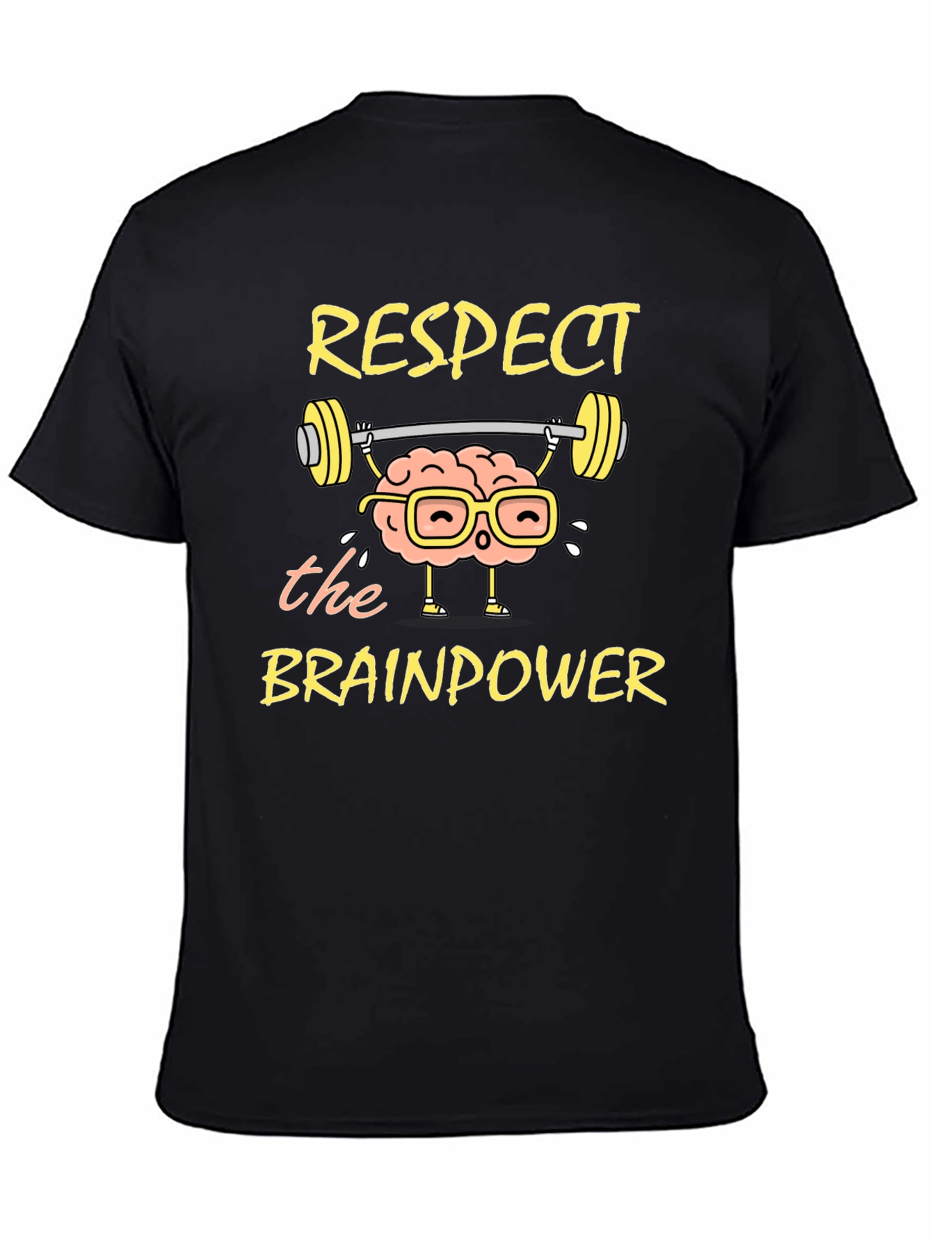 Black Respect the Brainpower T-Shirt - Smart & Funny Tee view 4