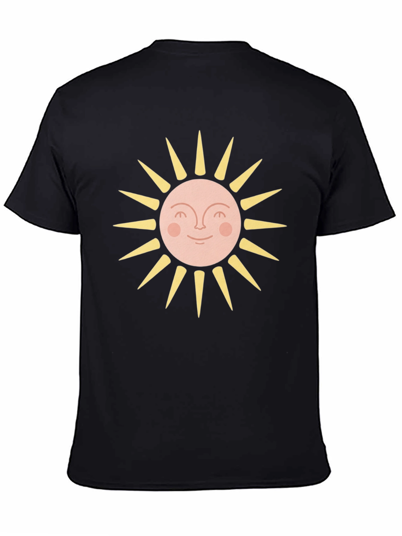 Black Smiling Sun Graphic Tee - Black Cotton Blend T-Shirt view 4