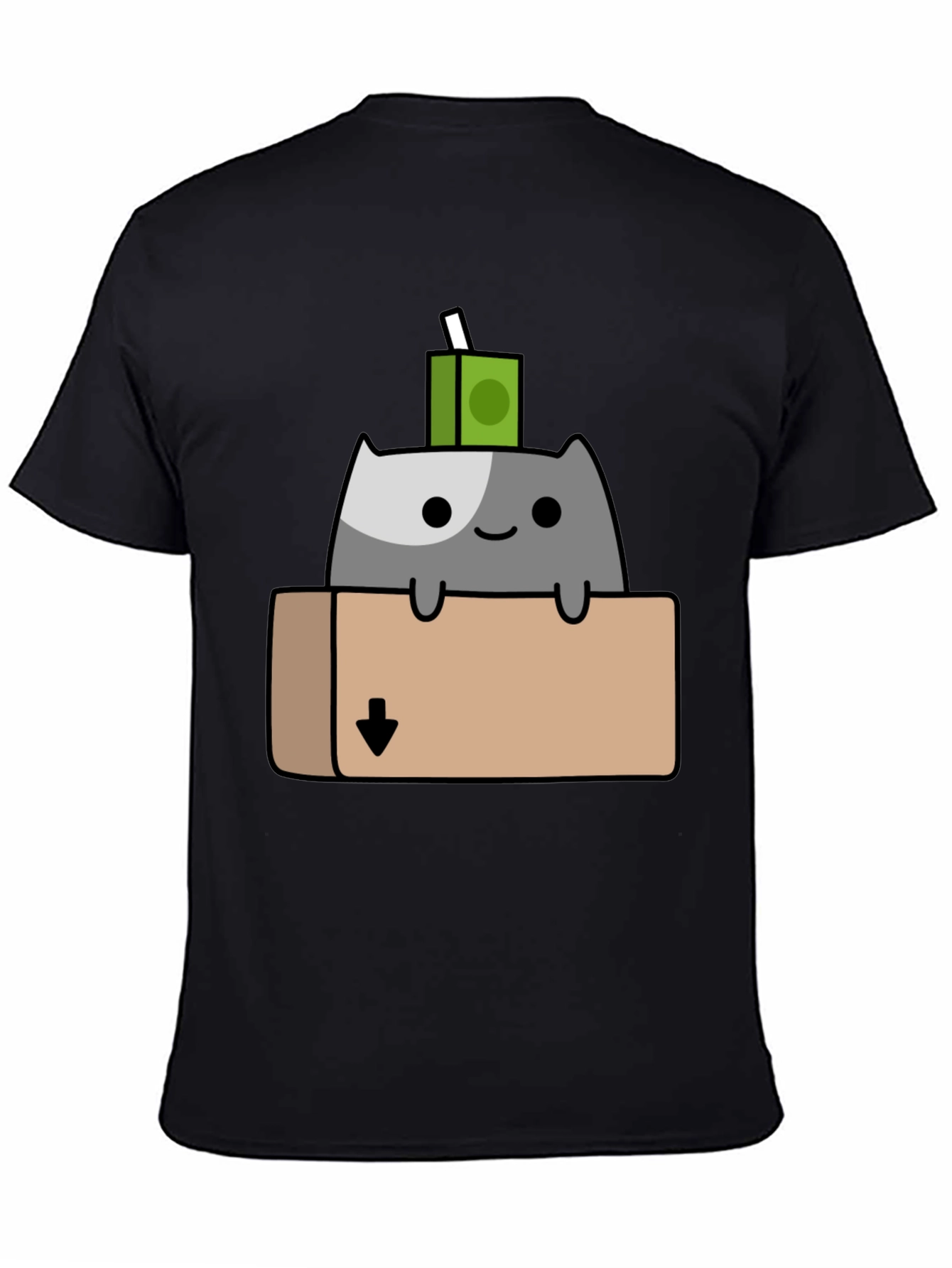 Black Cat in Box T-Shirt - Quirky Cartoon Design view 4