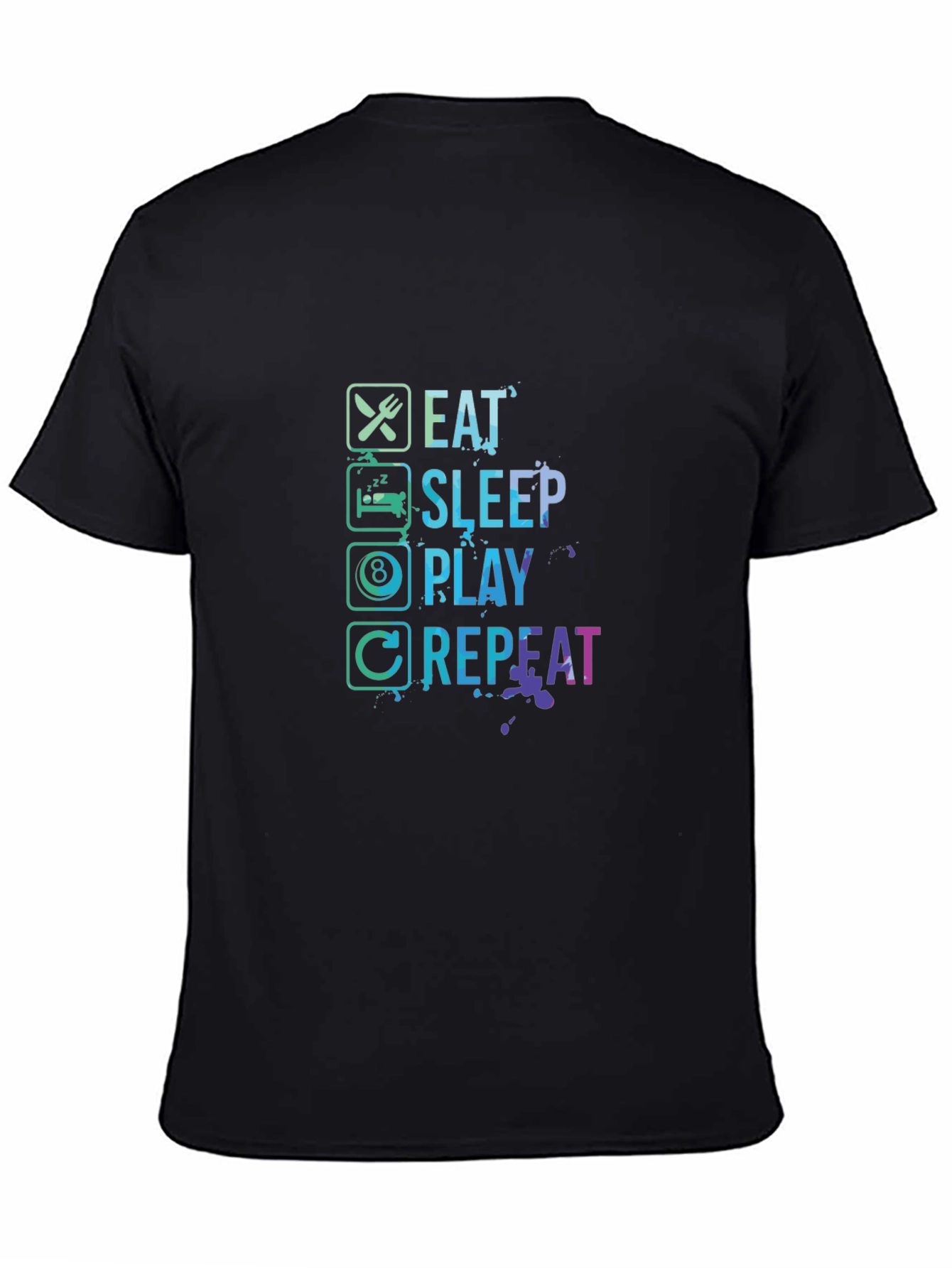 Black Eat Sleep Play Repeat T-Shirt - Gamer Tee view 4