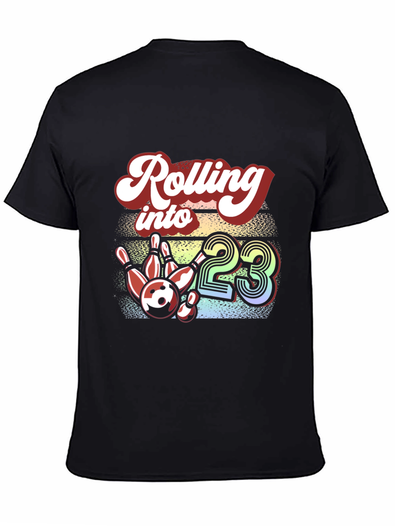 Black Rolling into 23 Bowling Graphic Tee view 4