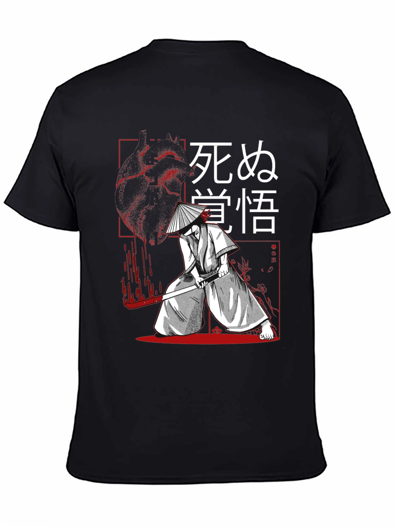 Black Samurai Graphic Tee - Black Cotton T-Shirt view 4