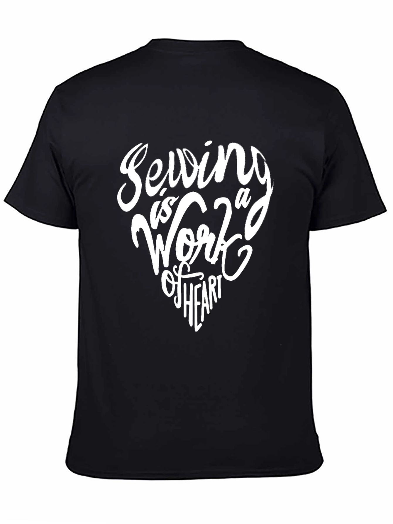 Black Sewing is a Work of Heart Graphic Tee - Black Unisex Shirt view 4