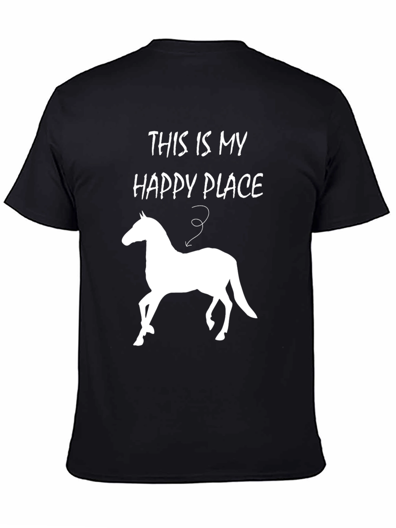 Happy Place Horse T-Shirt - Men's Black Tee - 4