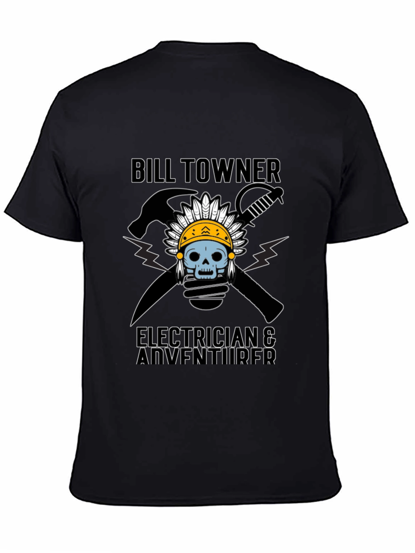 Black Bill Towner Electrician & Adventurer T-Shirt view 4