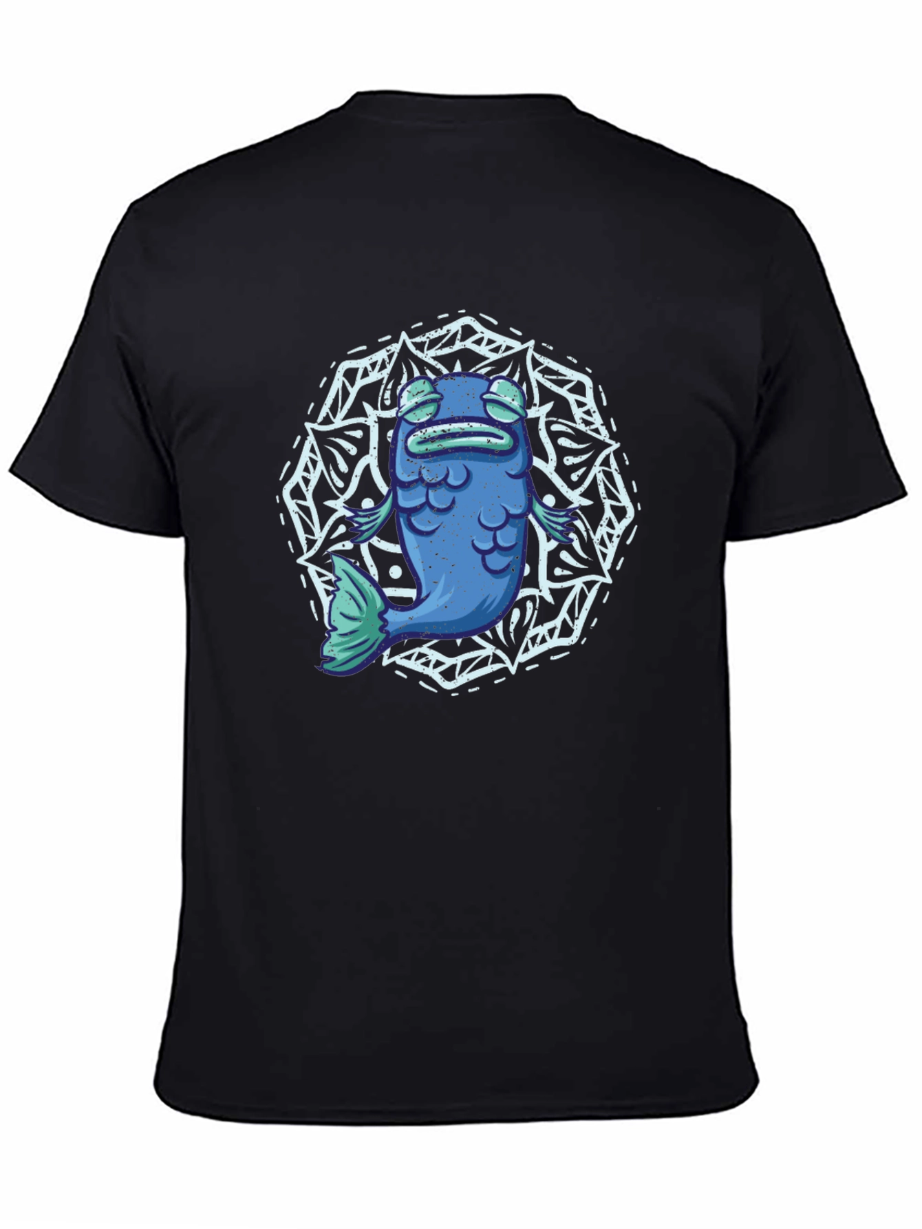 Black Zen Fish Mandala Graphic Tee - Men's Black T-Shirt view 4