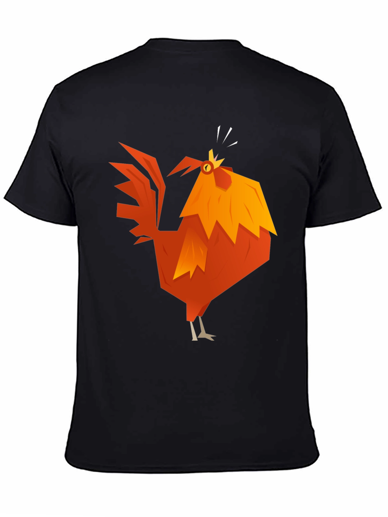 Black Geometric Rooster Graphic Tee - Black Cotton Blend view 4