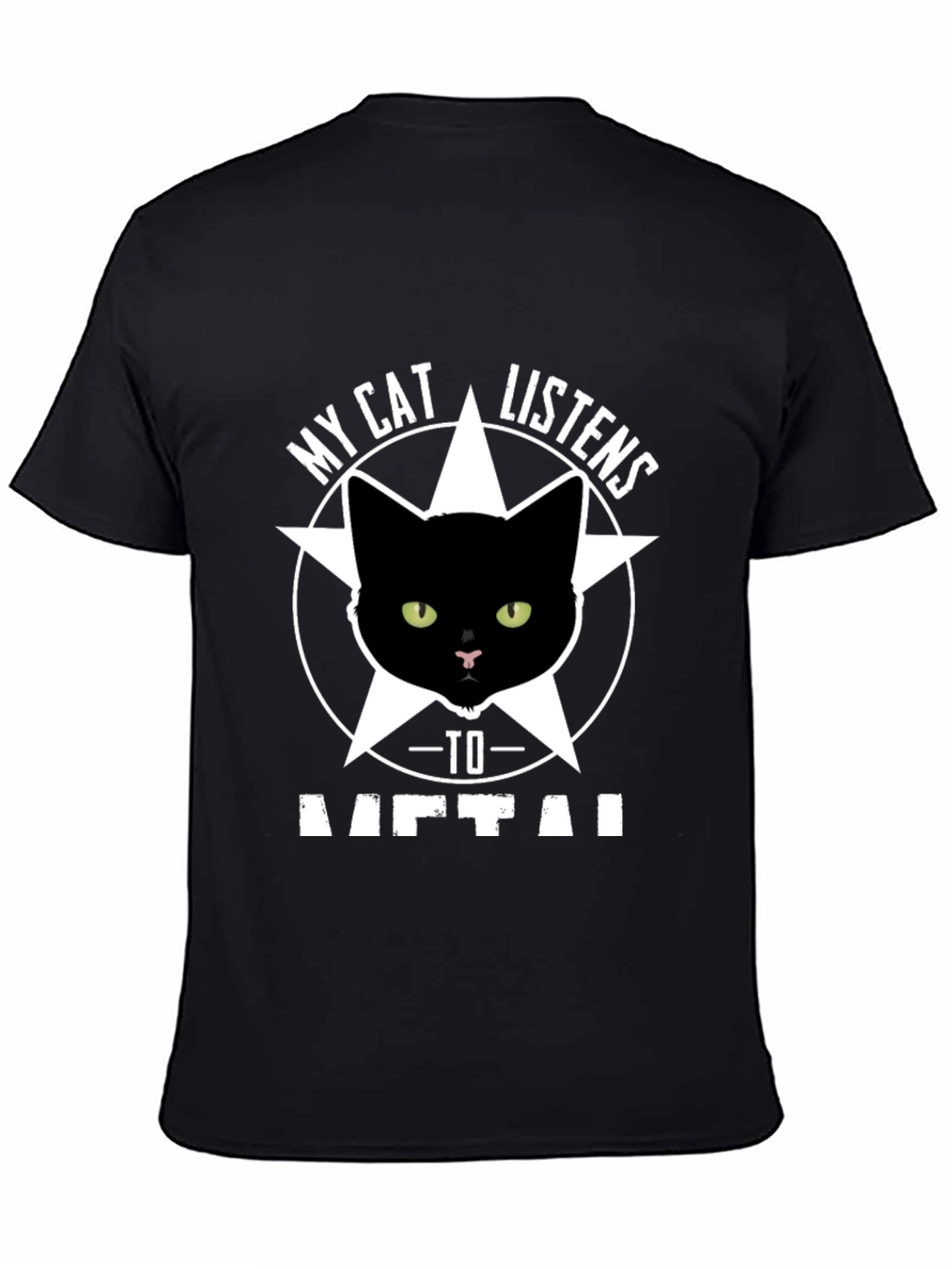 Black My Cat Listens to Metal T-Shirt view 4