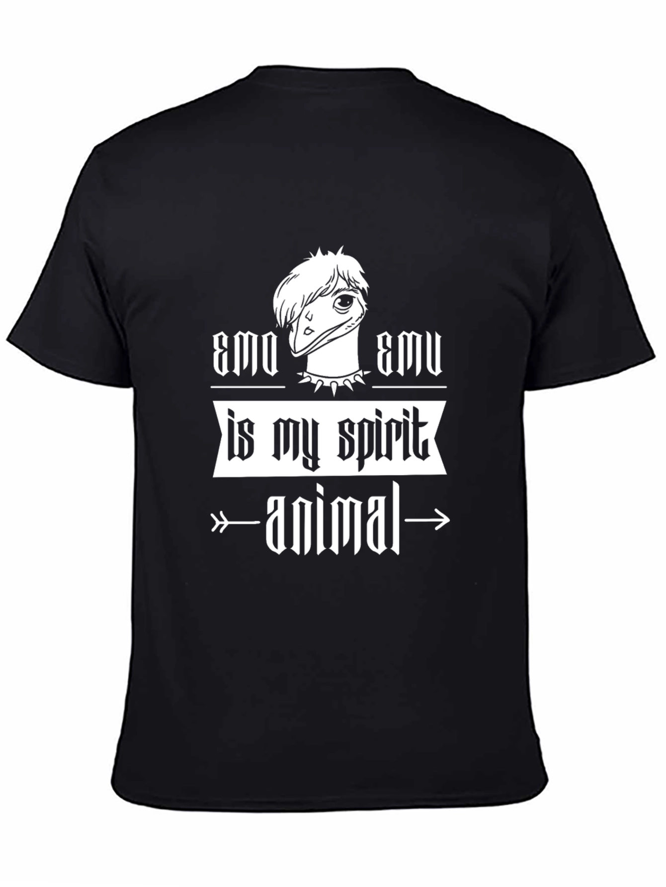 Black Emo Emu Spirit Animal Graphic Tee view 4