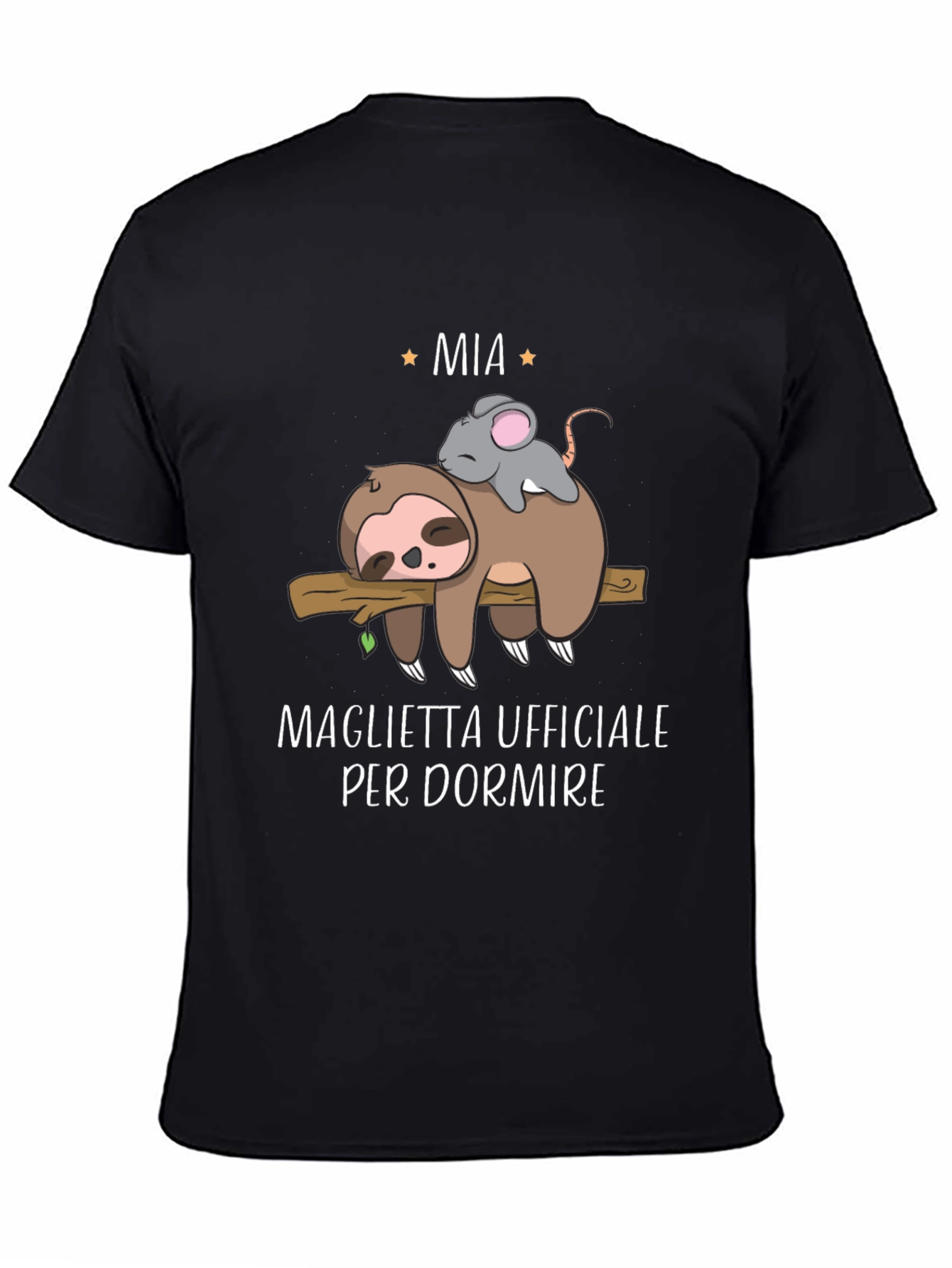 Black Funny Sloth & Mouse 'Mia' Sleep Shirt view 4