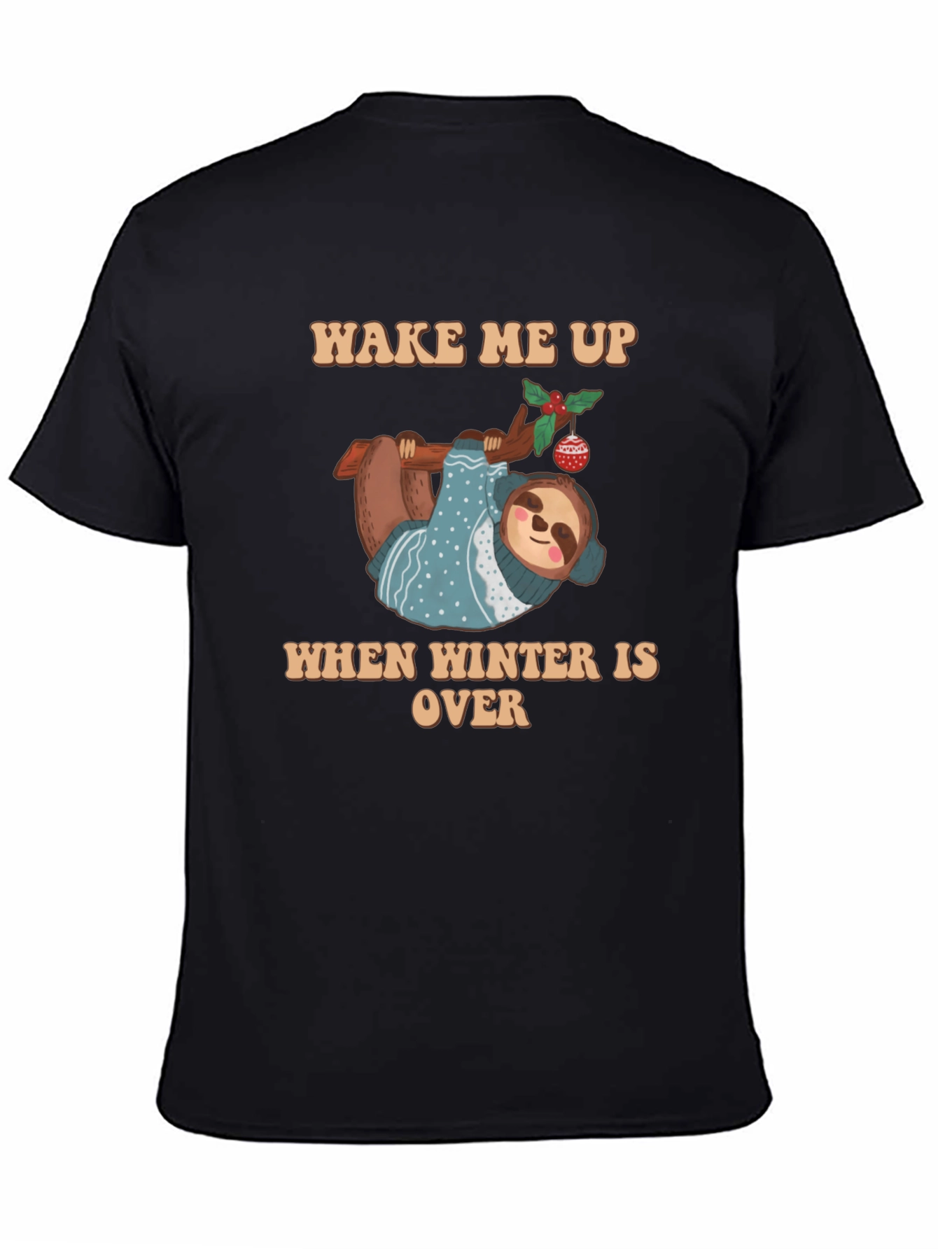 Black Sloth Winter T-Shirt - Wake Me Up When Winter Is Over view 4