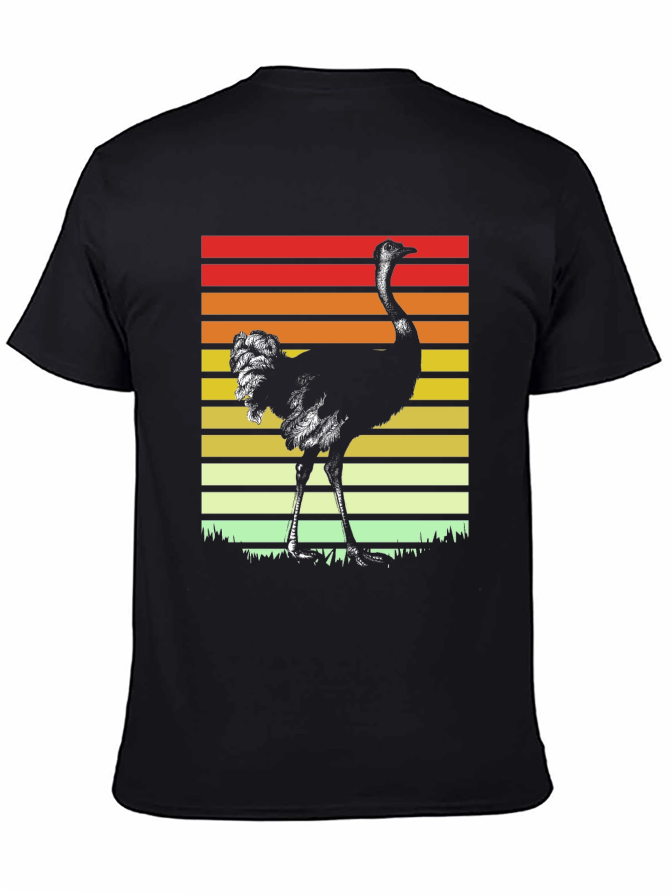 Black Retro Ostrich Sunset T-Shirt view 4