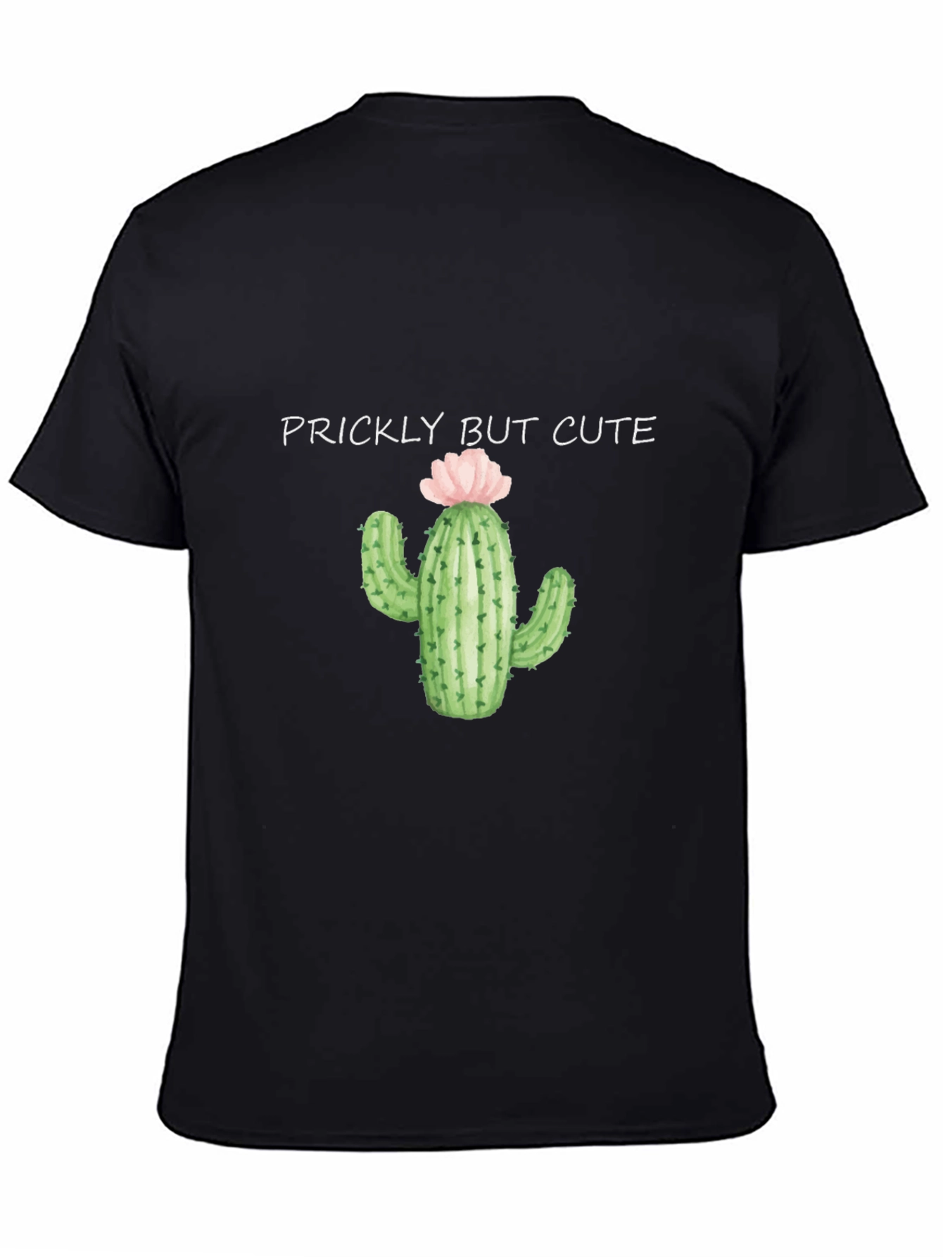Black Prickly But Cute Cactus Graphic Black T-Shirt view 4