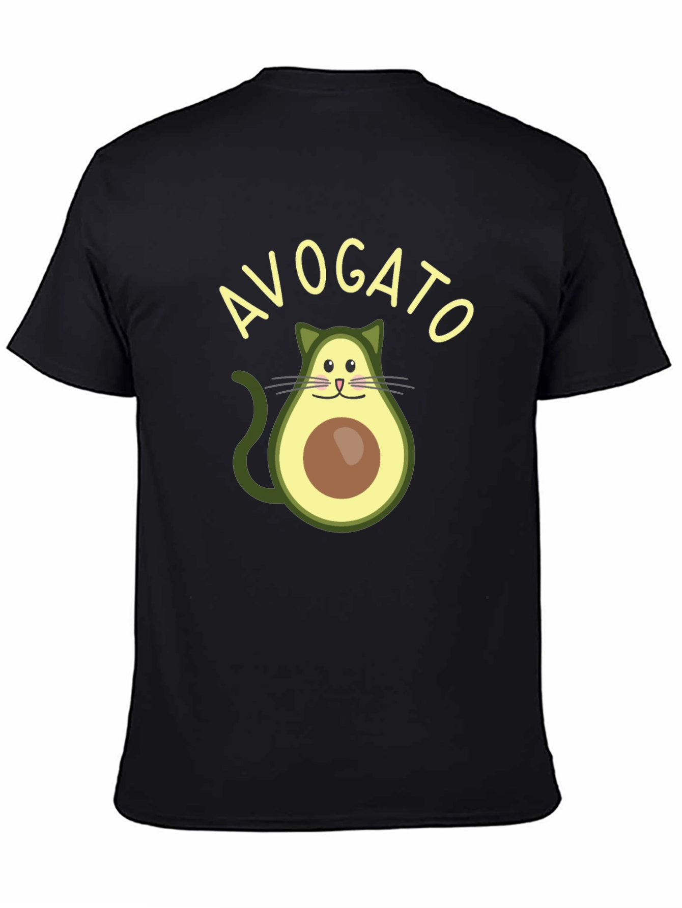 Black Avogato T-Shirt - Funny Avocado Cat Graphic Tee view 4