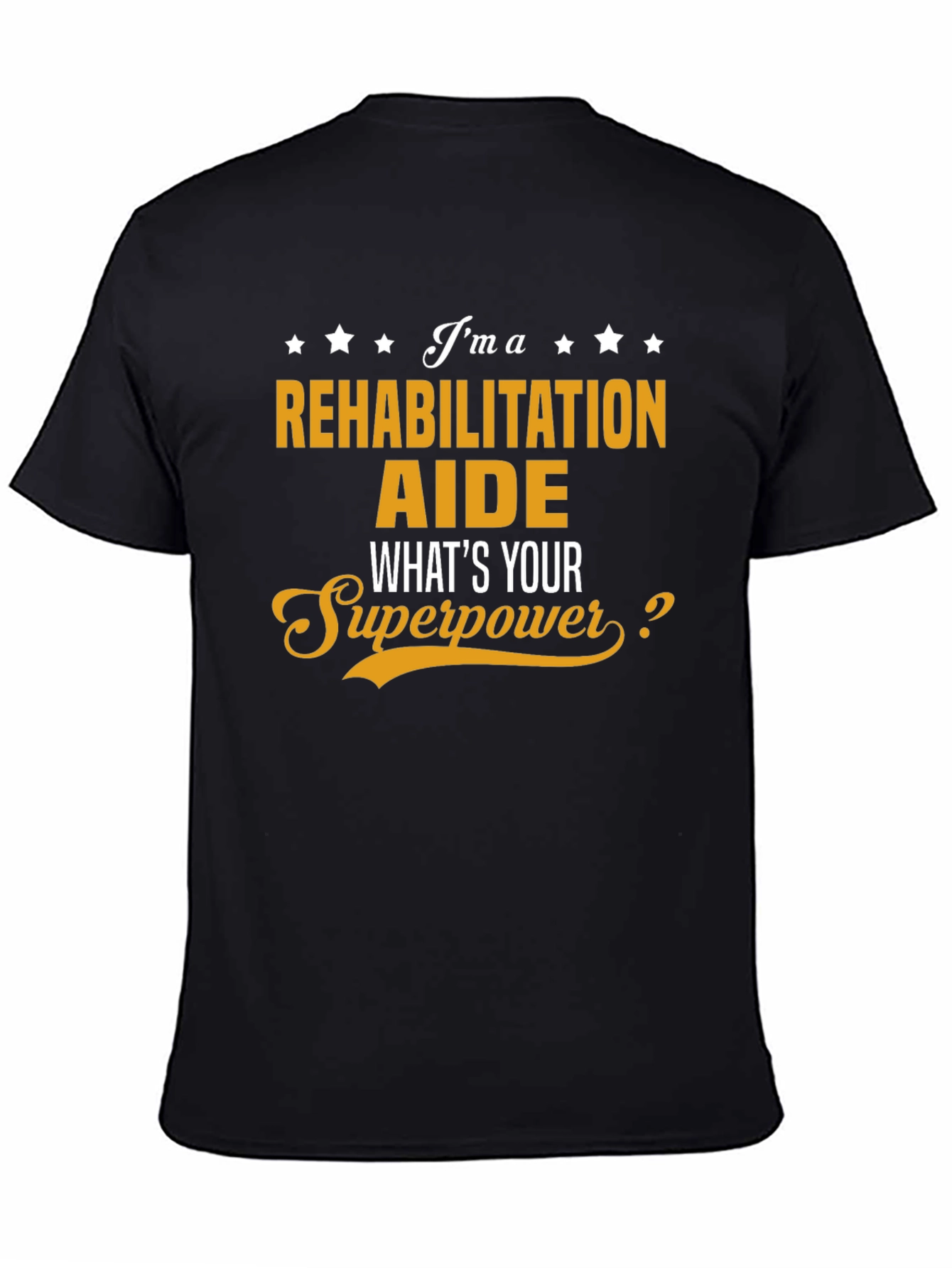 Black Rehabilitation Aide Superpower Black T-Shirt view 4