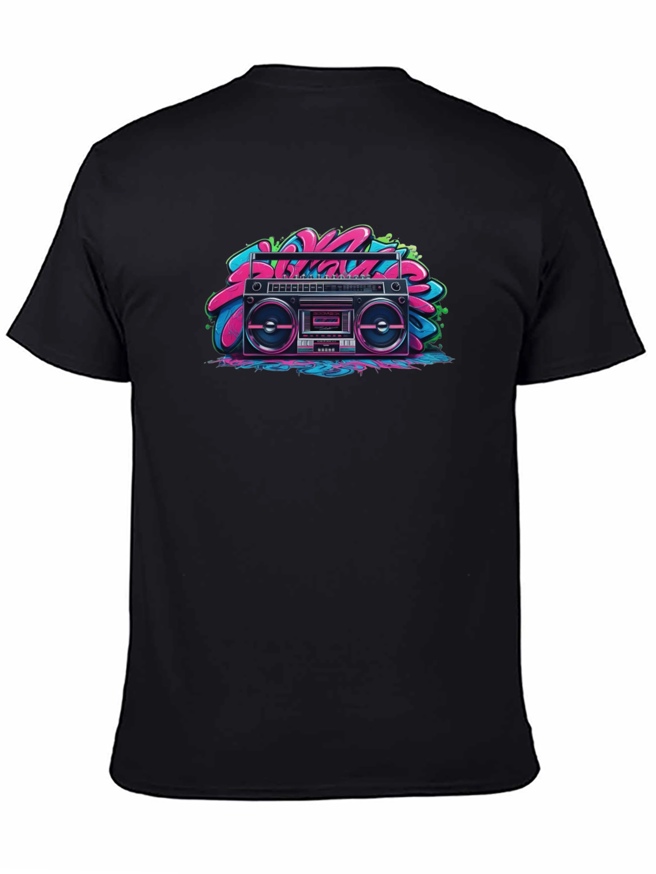 Black Retro Boombox Graphic Tee - Black view 4