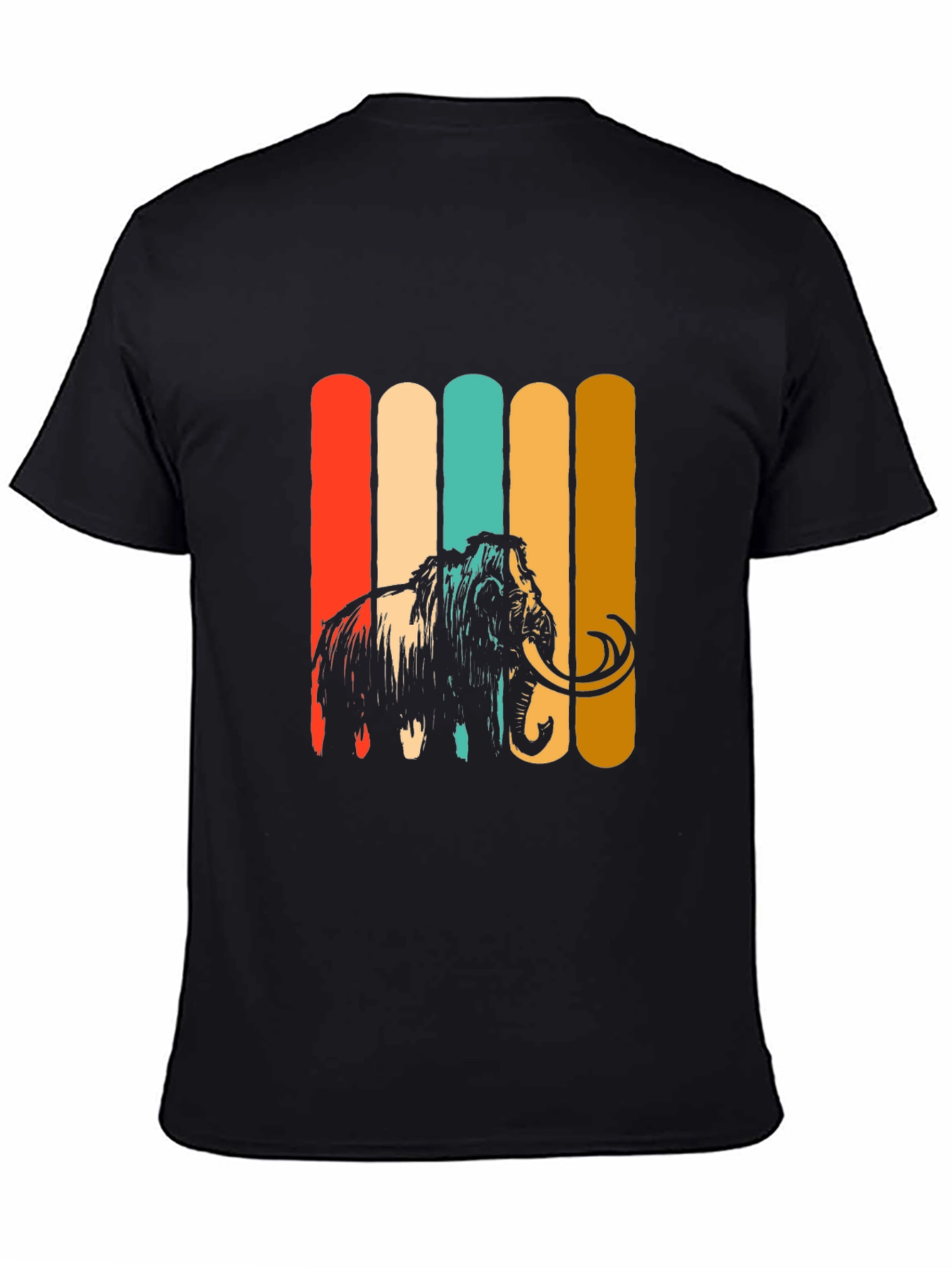 Black Retro Mammoth Graphic Tee - Vintage Style T-Shirt view 4