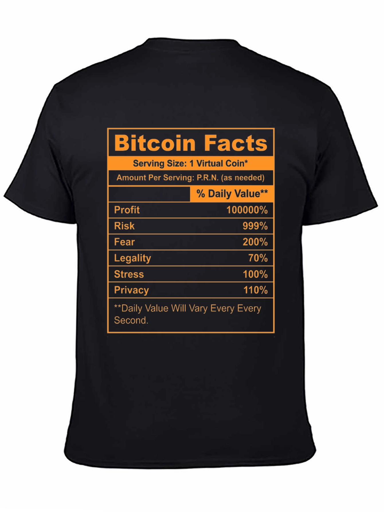 Black Bitcoin Facts Novelty T-Shirt view 4