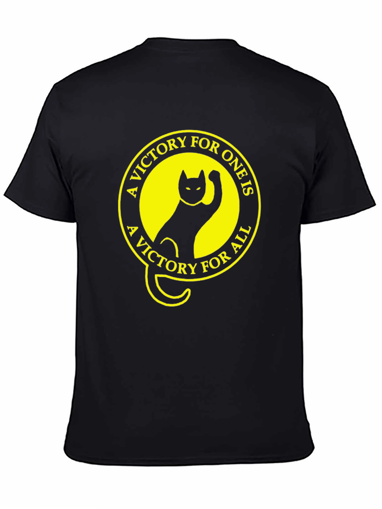 Black Victory Cat T-Shirt - Black Crew Neck Tee view 4