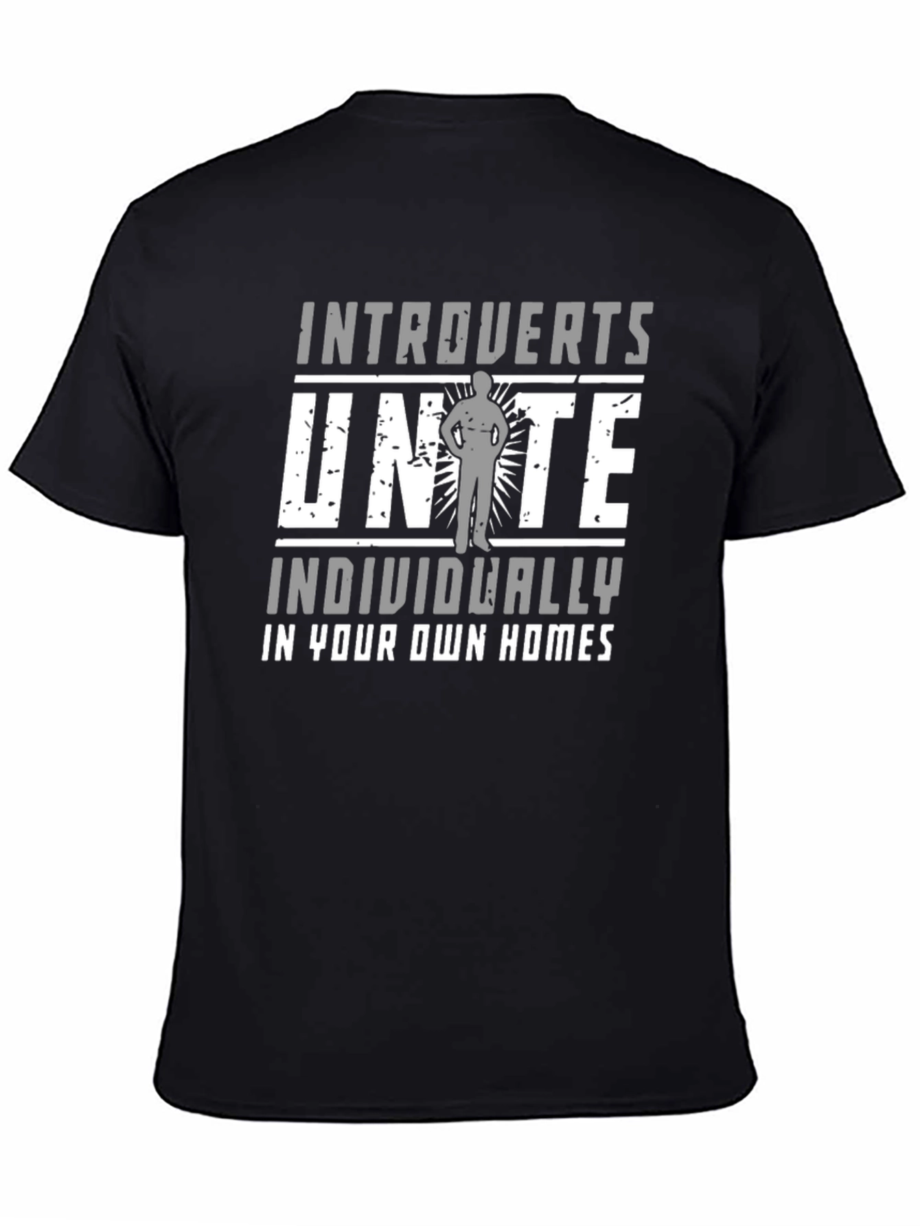 Black Introverts Unite T-Shirt - Individually view 4