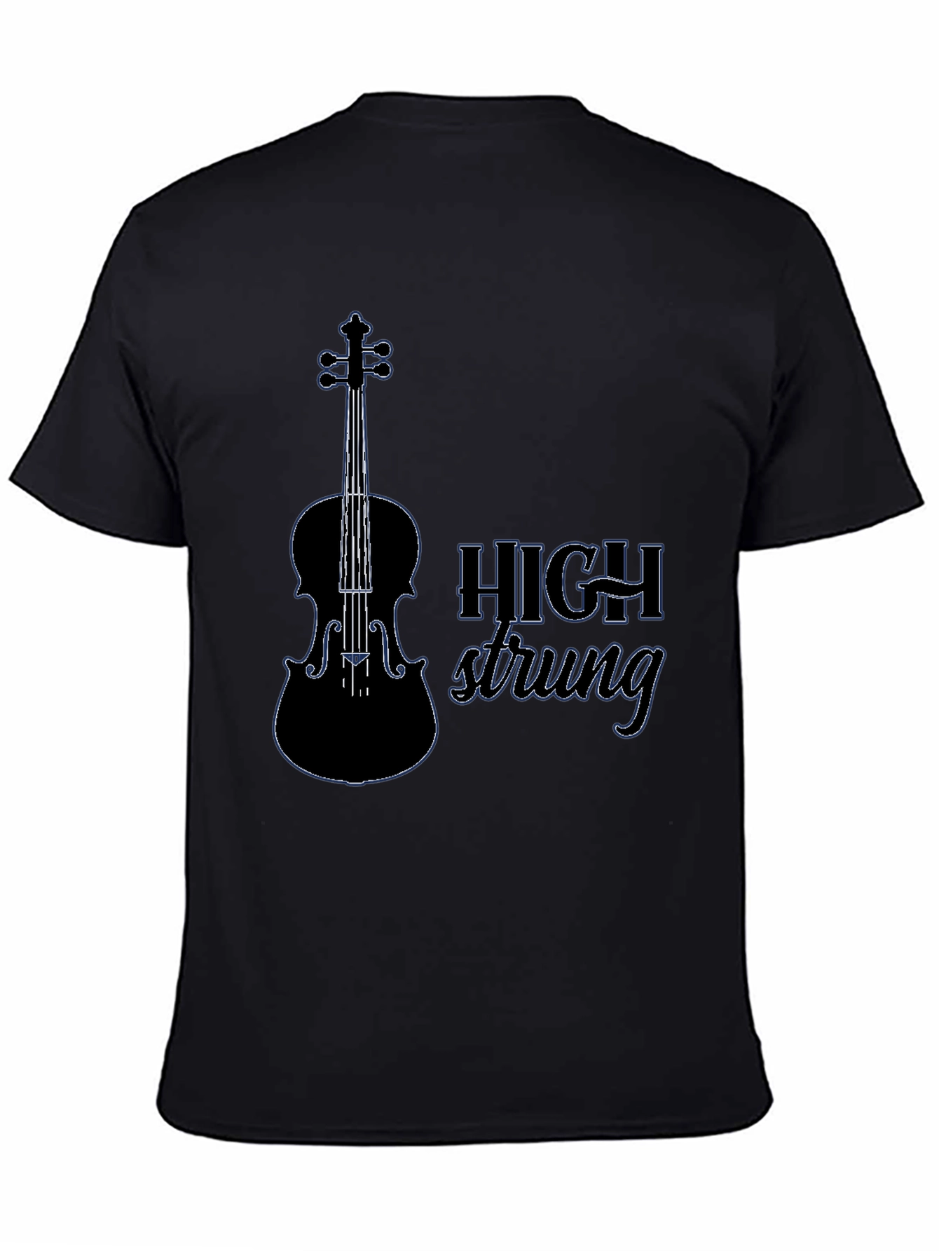 Black High Strung Violin T-Shirt - Music Lover Tee view 4