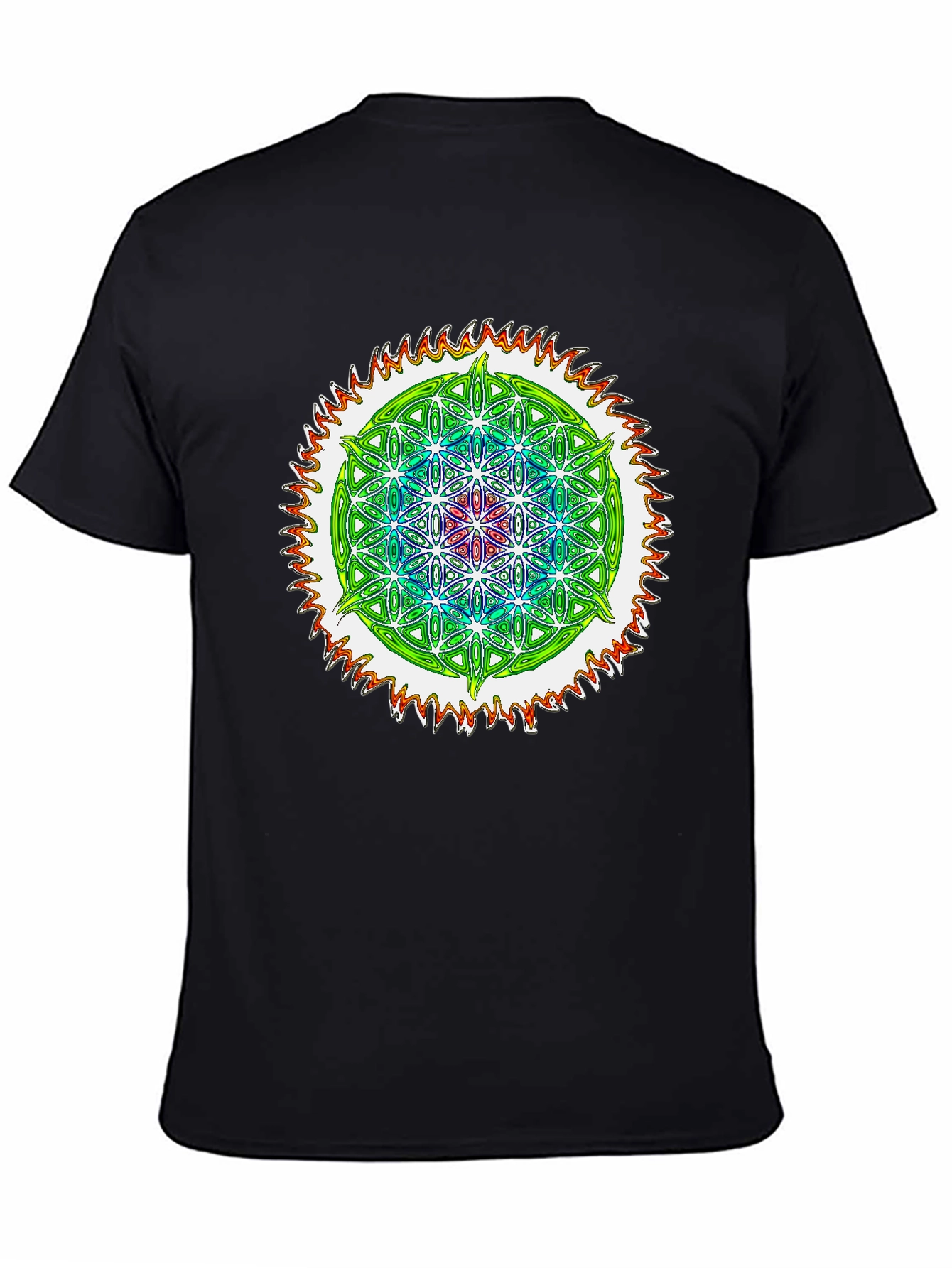 Black Psychedelic Flower of Life Graphic Tee view 4