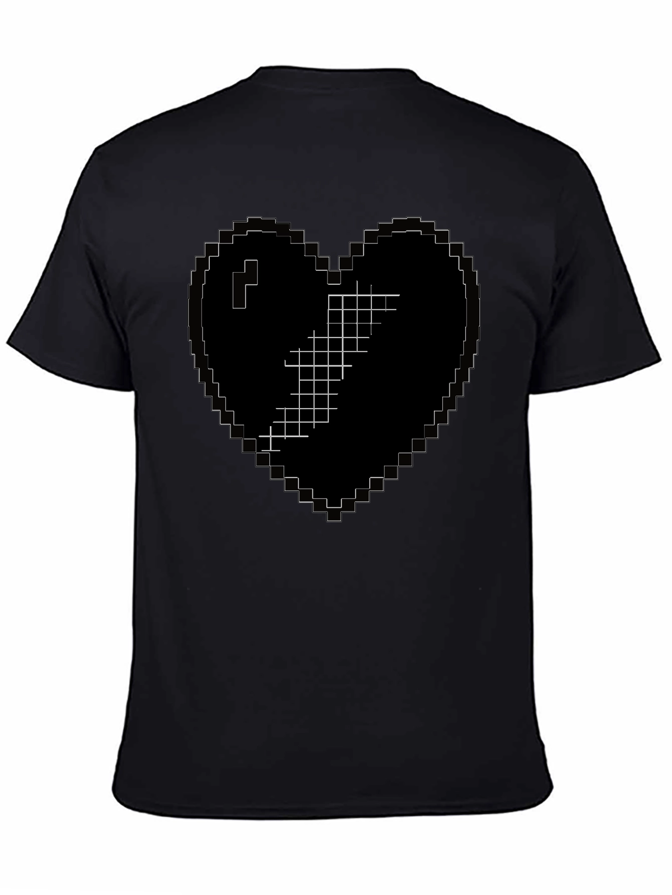 Black Pixelated Heart Broken Graphic T-Shirt view 4