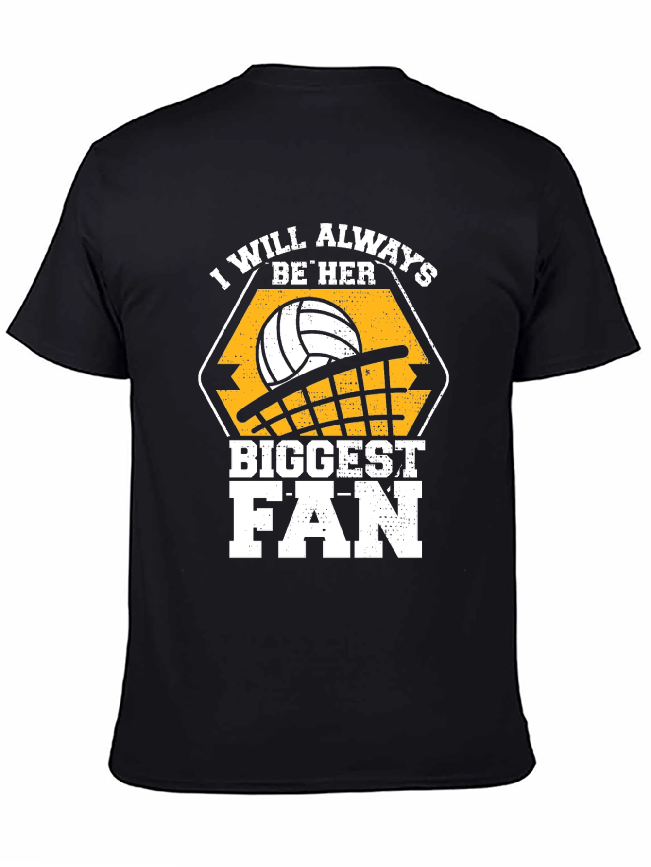 Black Volleyball Fan T-Shirt - I Will Always Be Her Biggest Fan view 4
