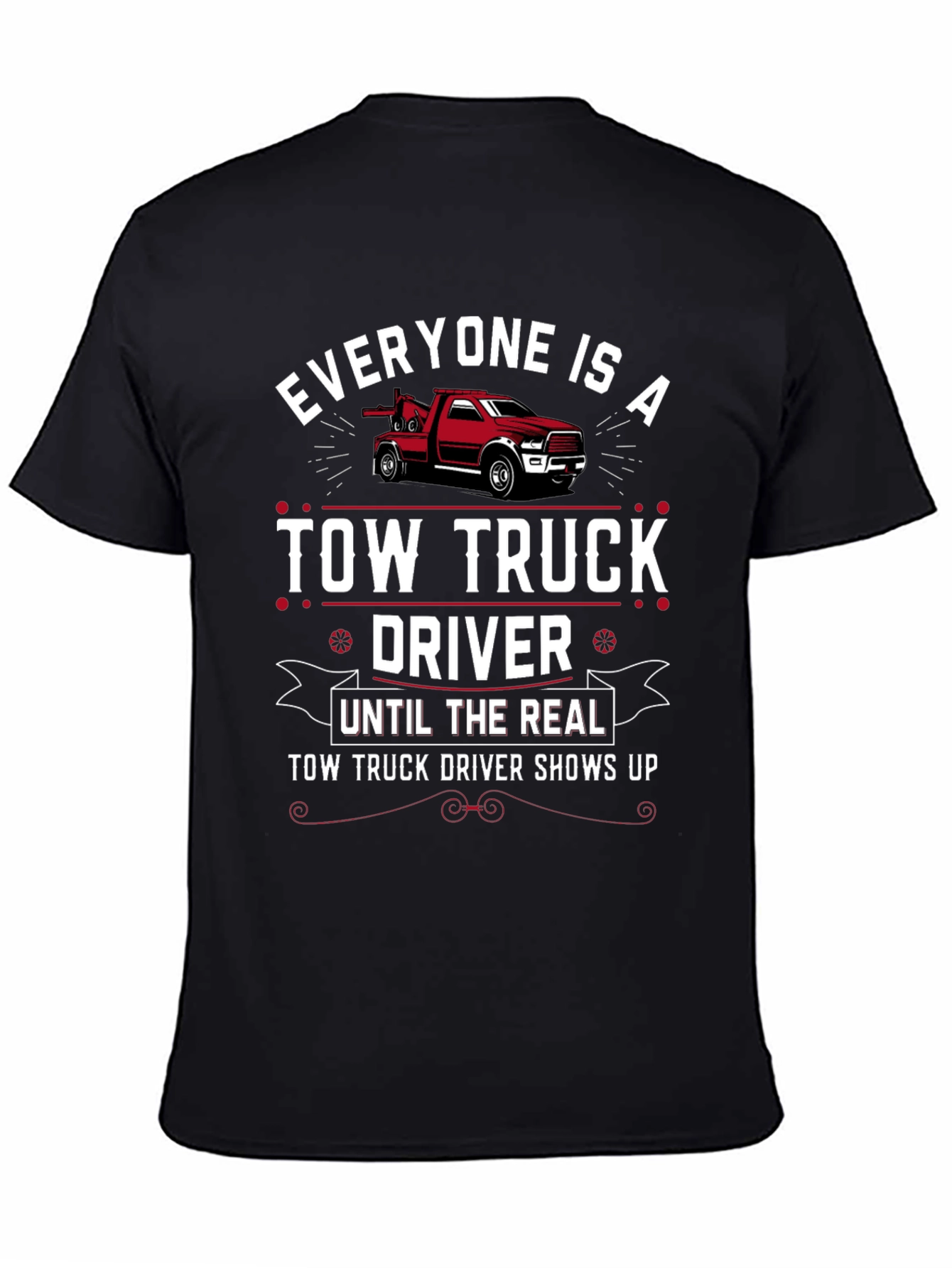 Black Tow Truck Driver T-Shirt view 4