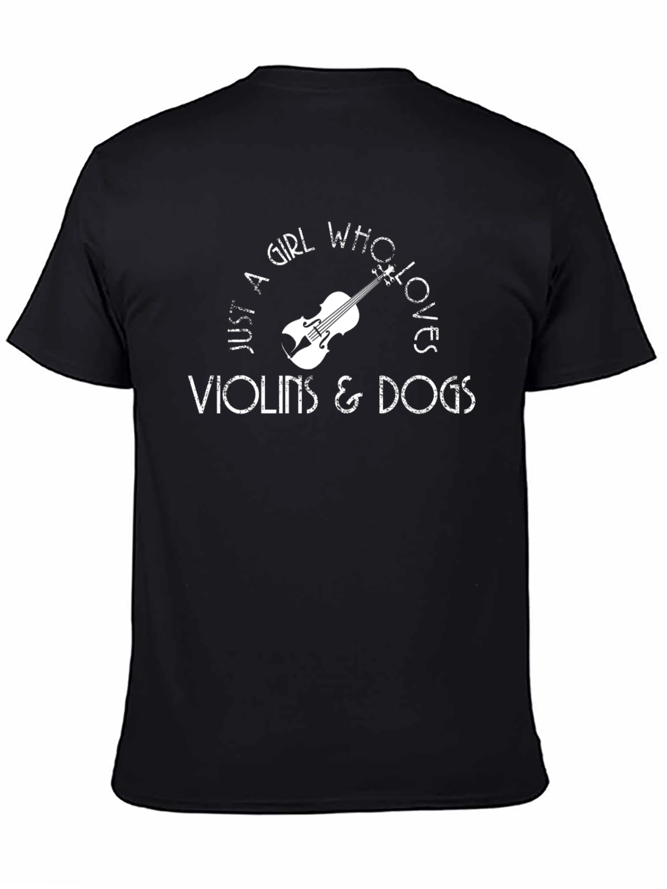 Black Violins & Dogs Lover T-Shirt - Black view 4