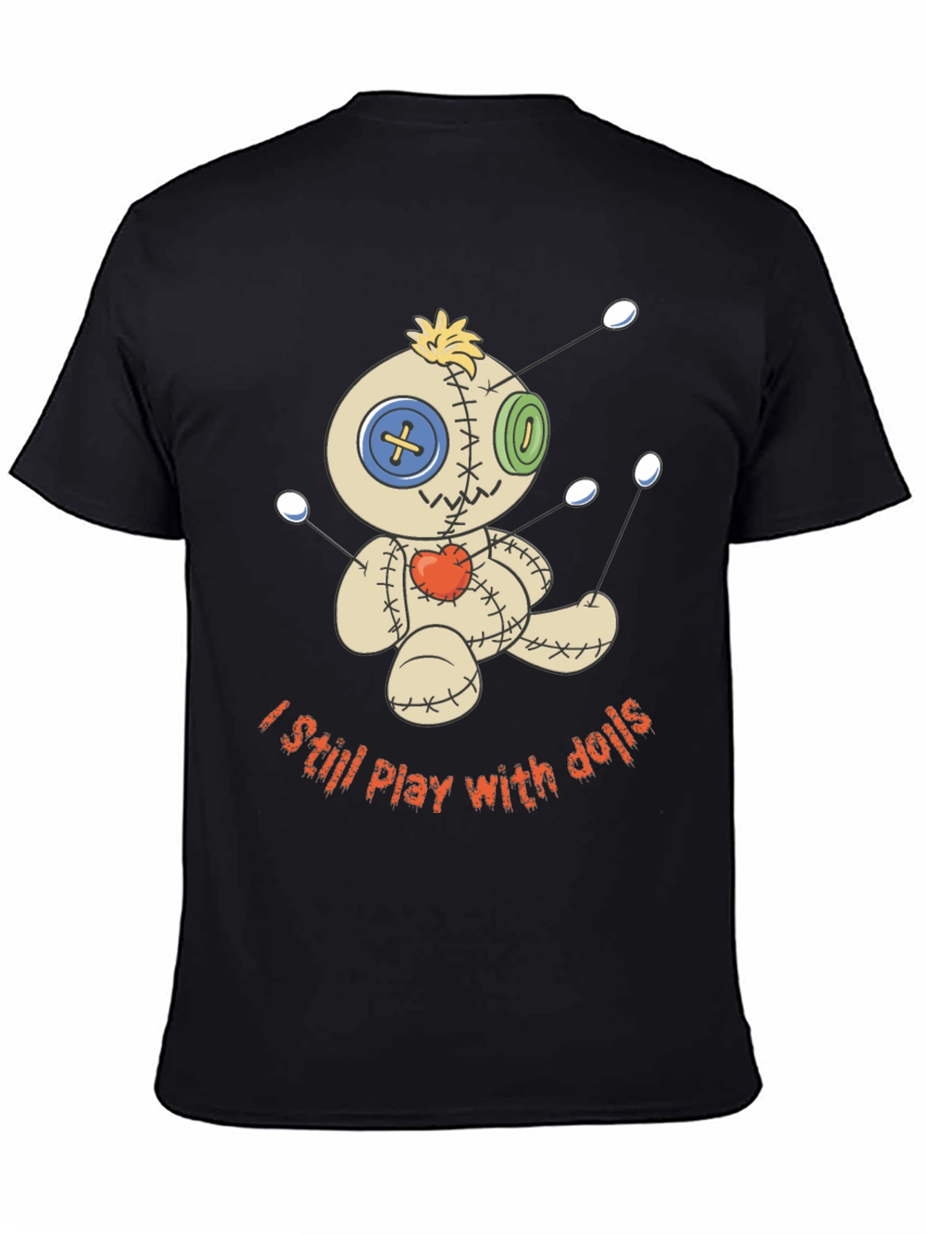 Black Voodoo Doll T-Shirt - Still Play With Dolls view 4