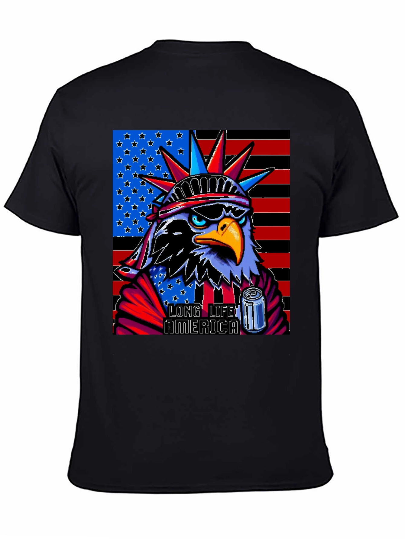 Black Patriotic Eagle T-Shirt: Long Live America! view 4