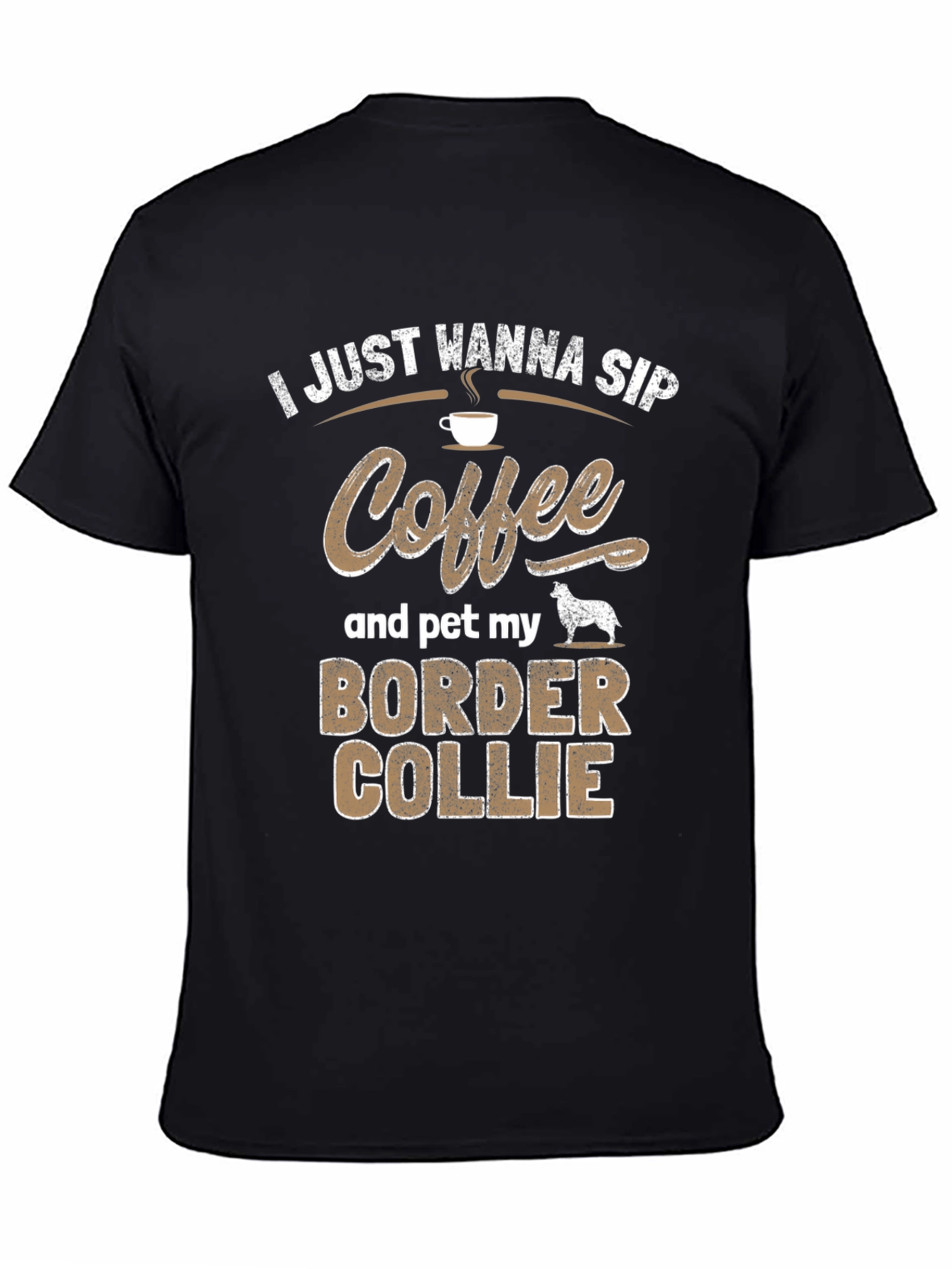 Black Coffee and Border Collie T-Shirt view 4