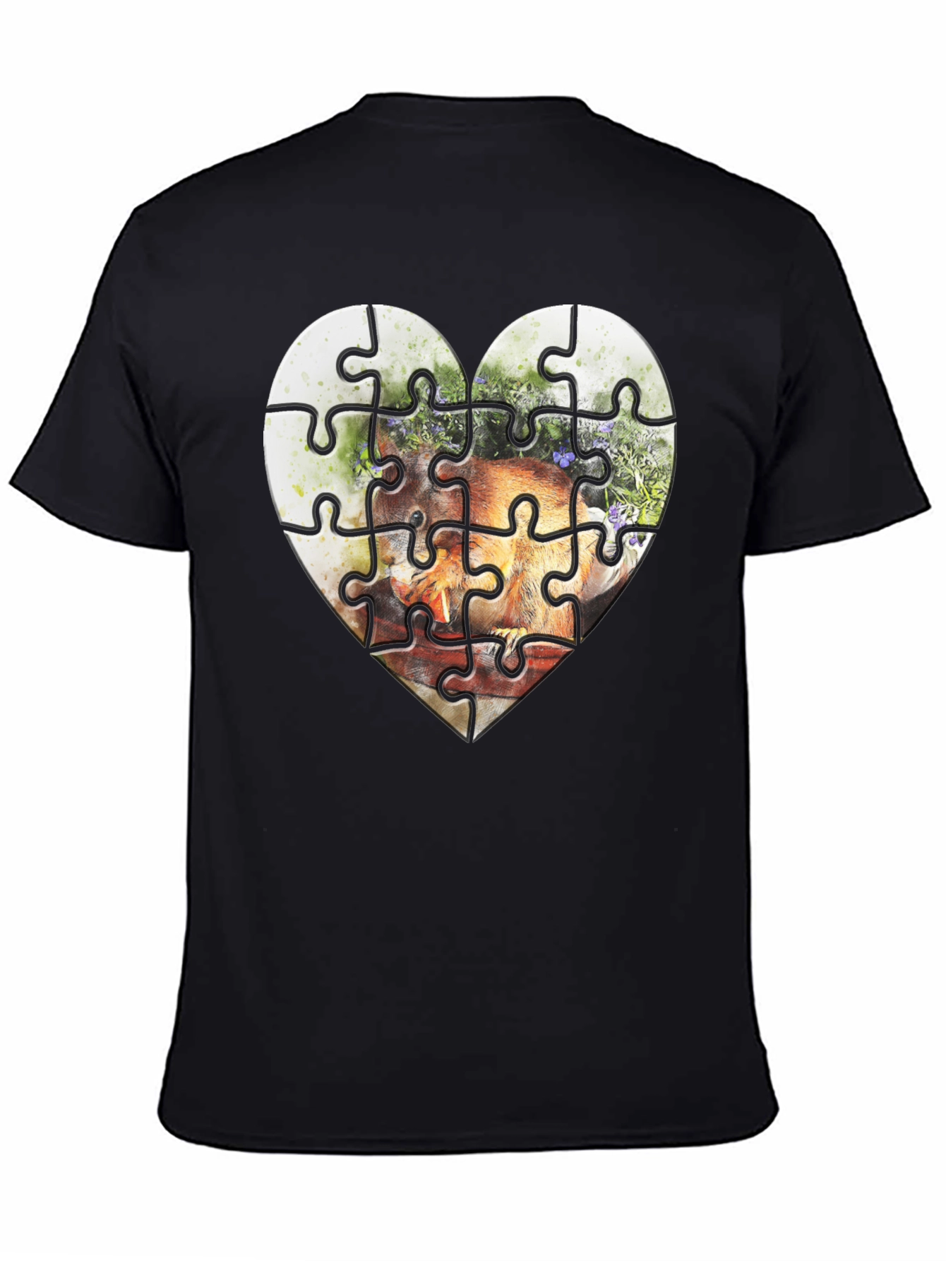 Black Heart Puzzle Graphic Tee - Unique Design view 4