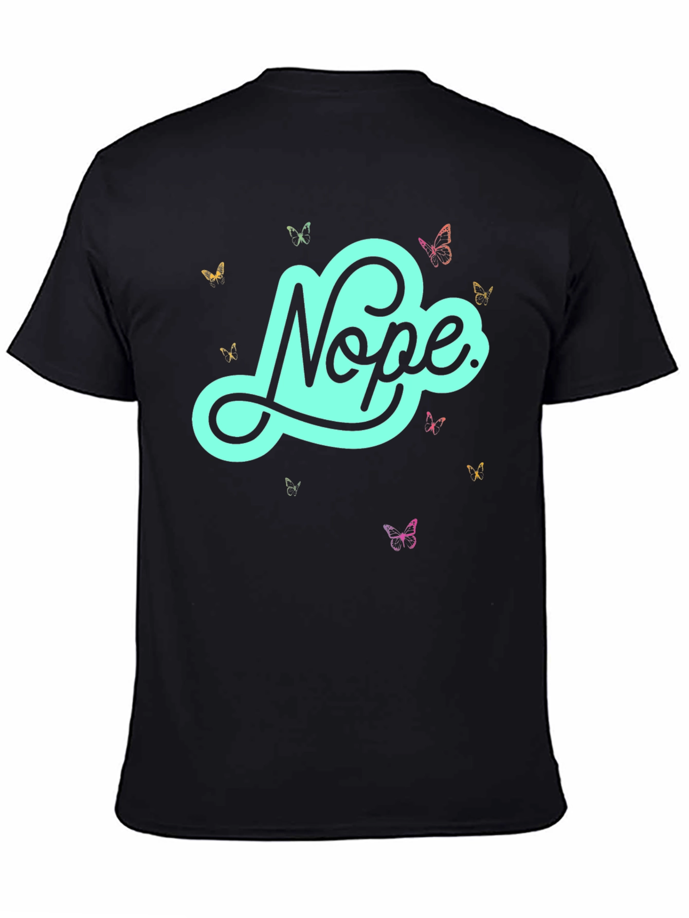 Black Nope Butterfly Graphic Tee - Casual Style view 4