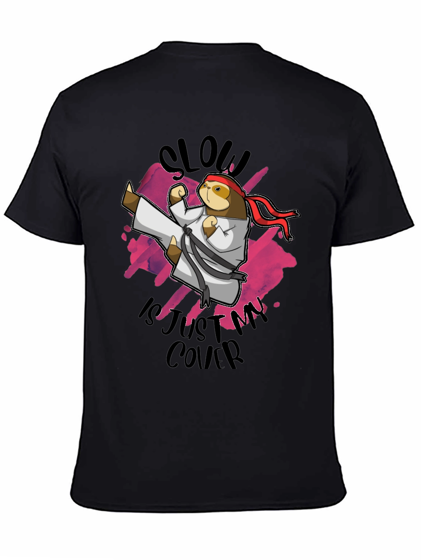 Black Martial Arts Sloth Graphic Tee view 4