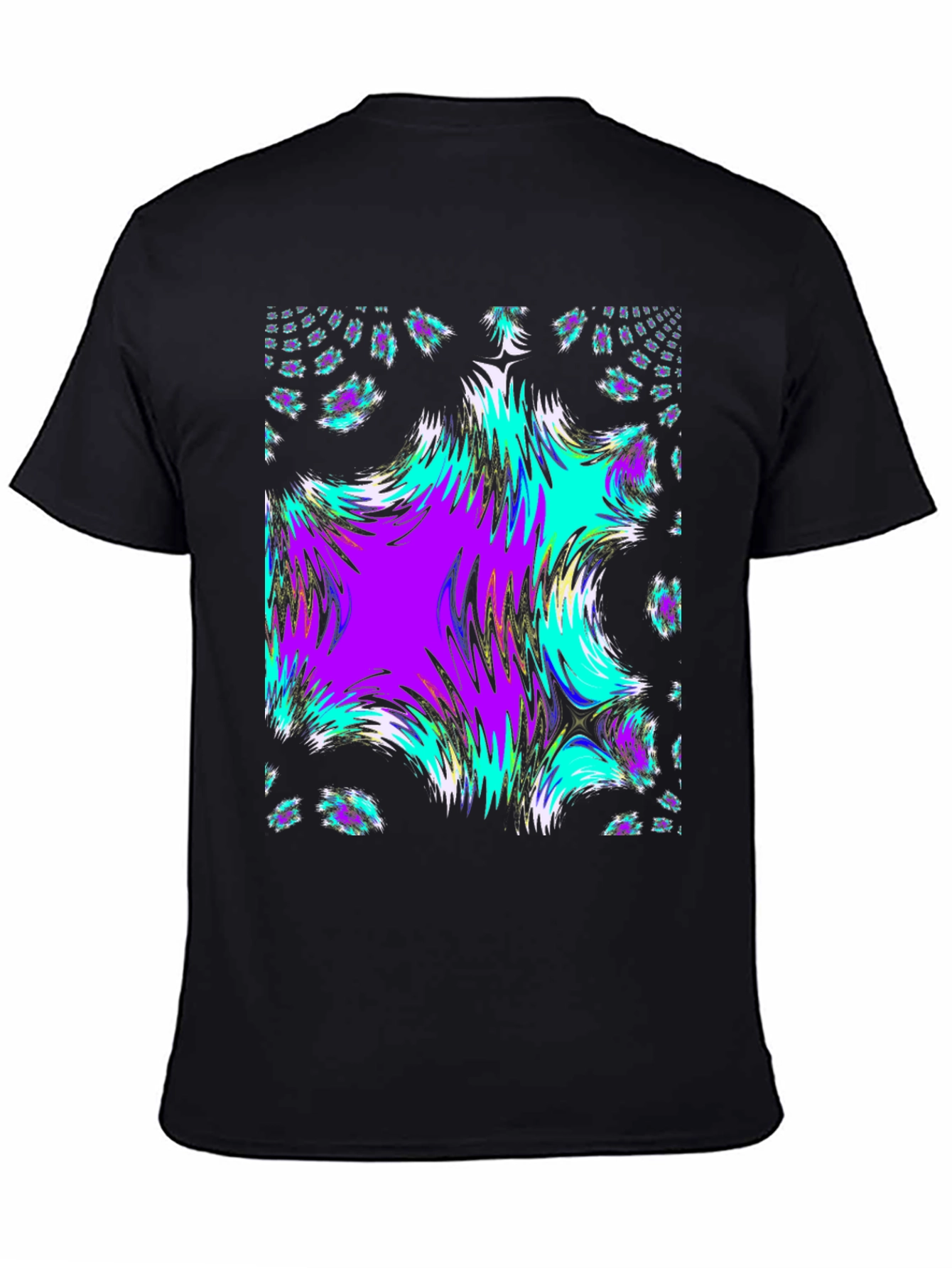 Black Abstract Fractal Black T-Shirt view 4