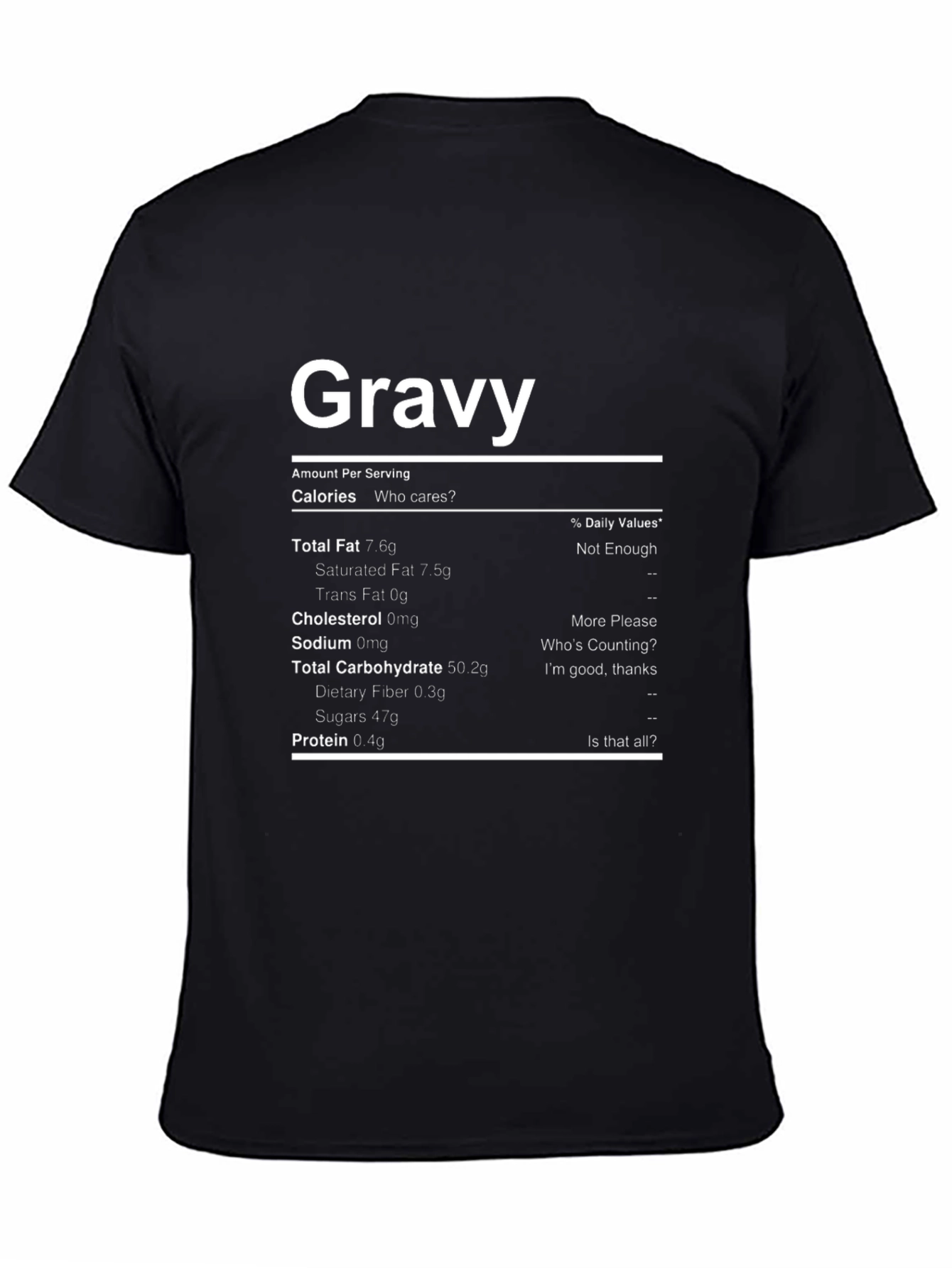 Black Gravy Nutrition Facts Black T-Shirt view 4