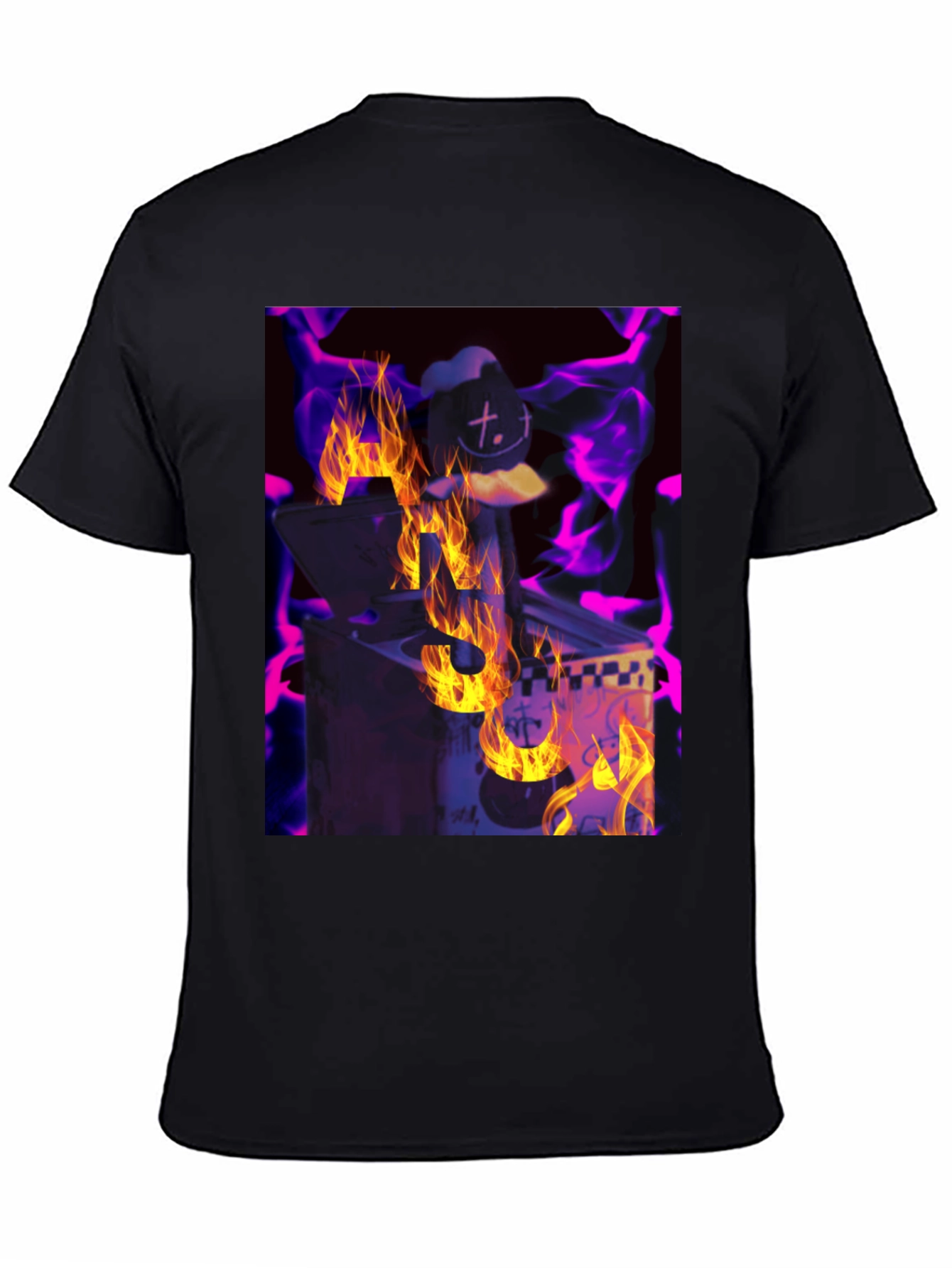 Black Fiery DJ Graphic Tee - Burning Beats T-Shirt view 4