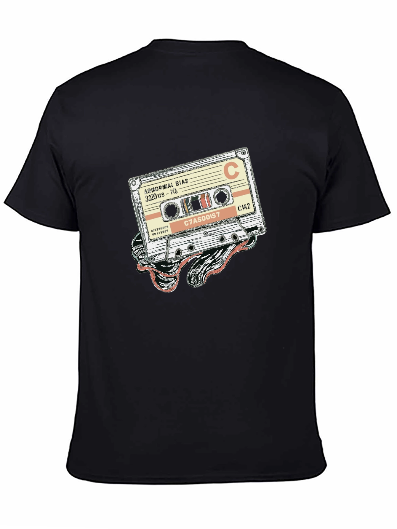 Black Retro Cassette Tape Graphic Tee - Classic Music Style view 4