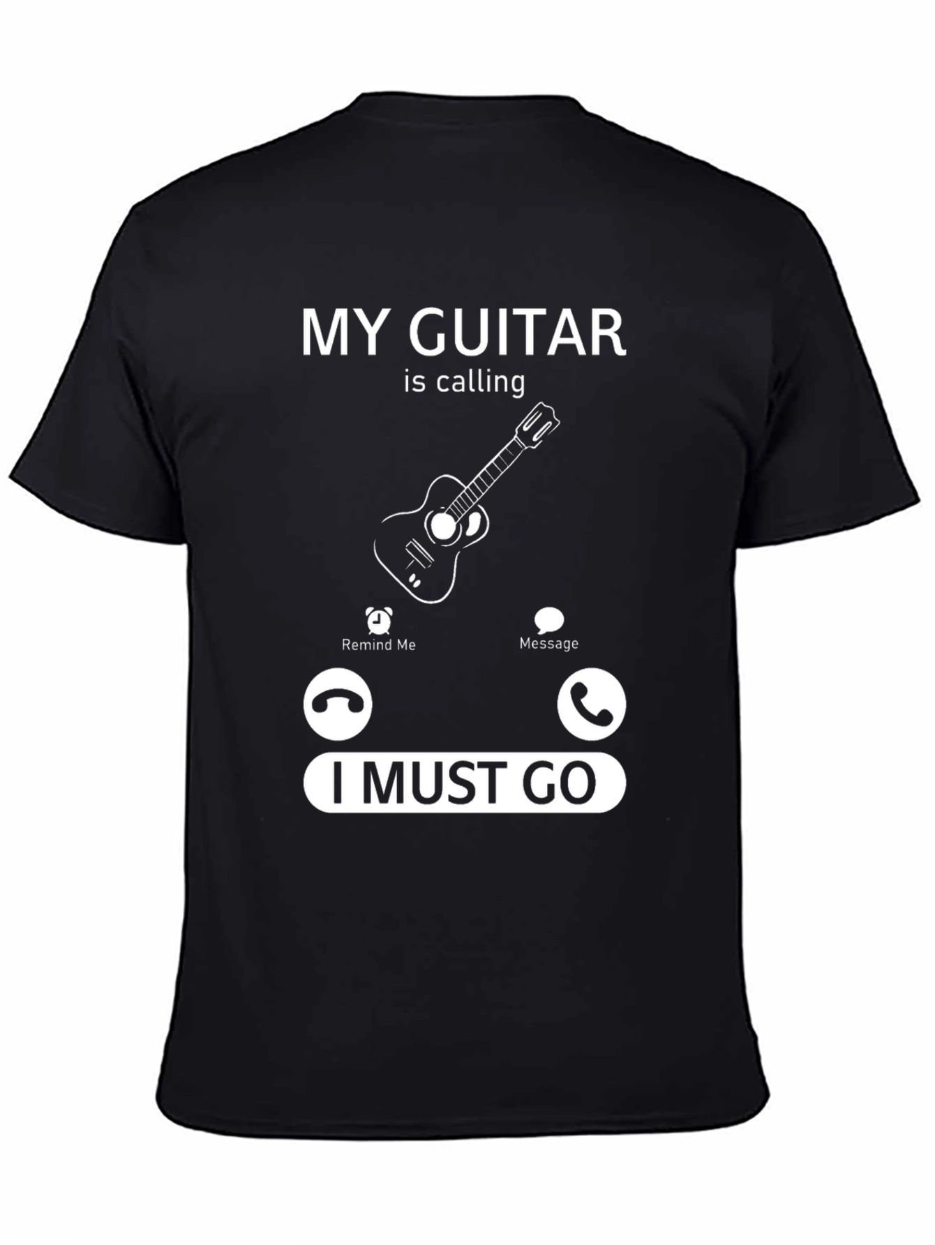 Black My Guitar Is Calling Funny Music Lover T-Shirt view 4