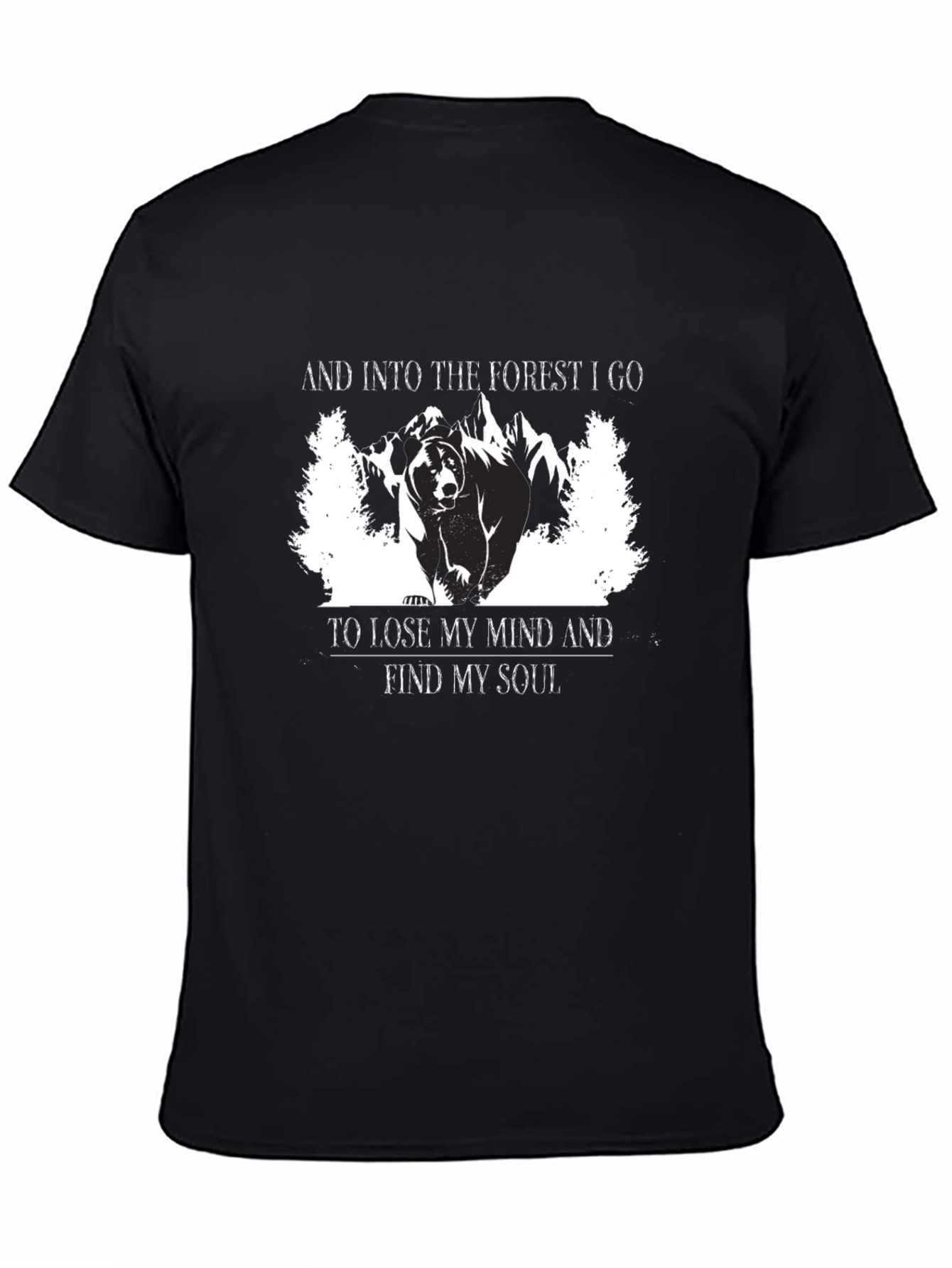 Black Into the Forest T-Shirt - Bear Graphic Tee view 4