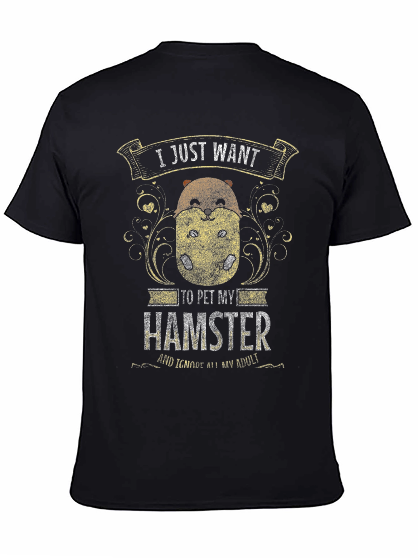 Black Hamster Lover Graphic Tee - "I Just Want to Pet My Hamster" view 4